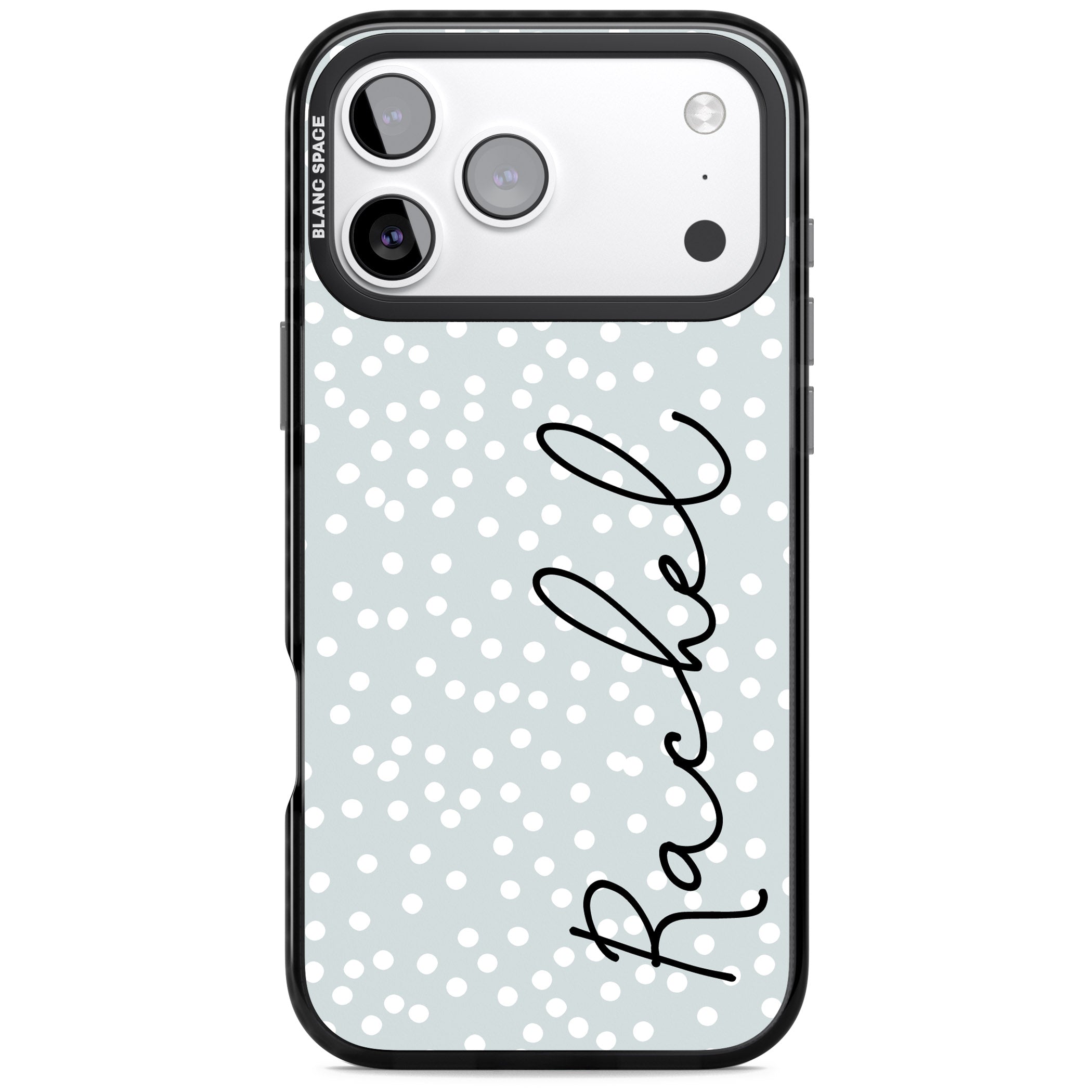 Personalised Vertical Cursive & Dots iPhone 17 Pro Max Impact Pro Black Phone Case