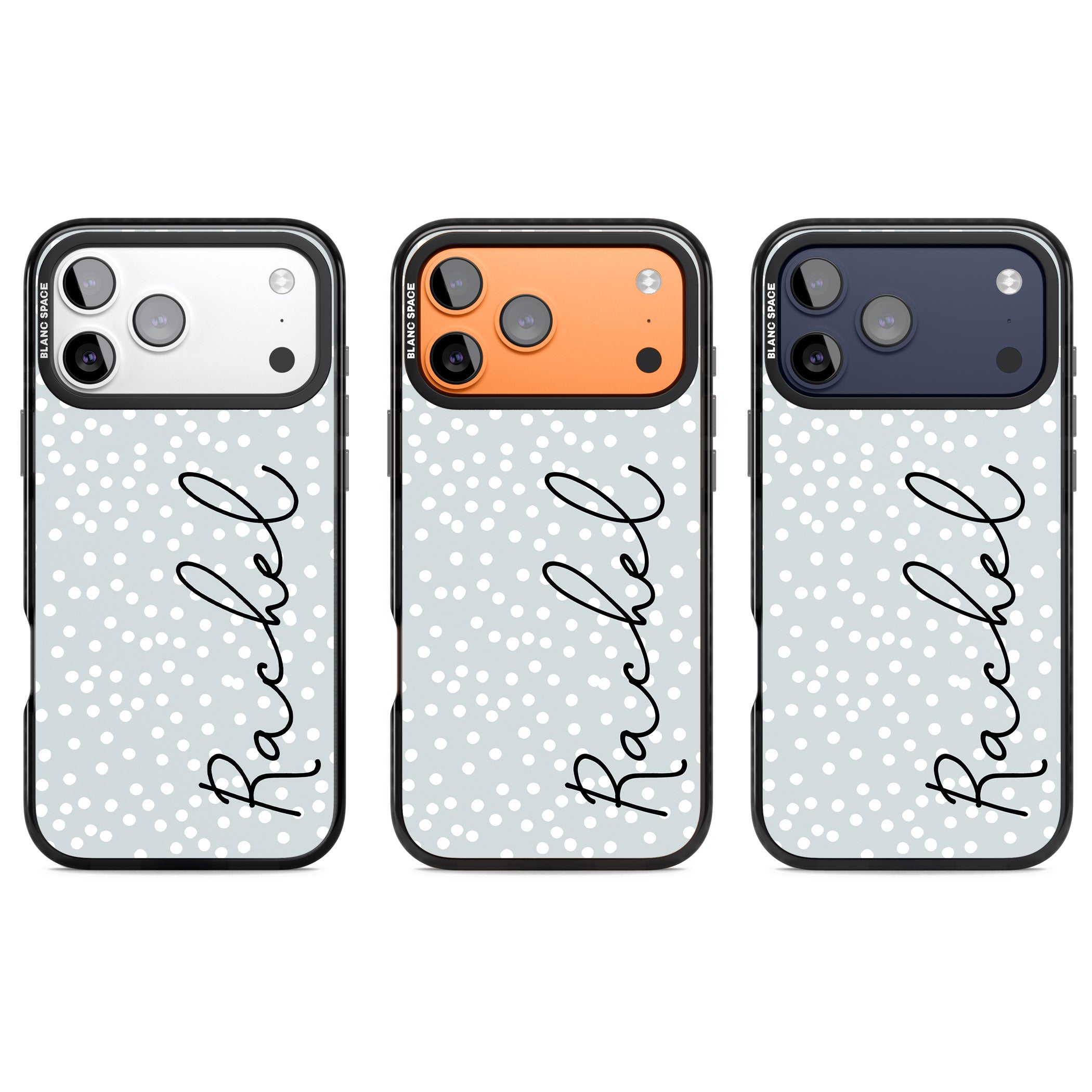 Personalised Vertical Cursive & Dots iPhone 17 Pro Impact Pro Black Phone Case APT Impact Protection