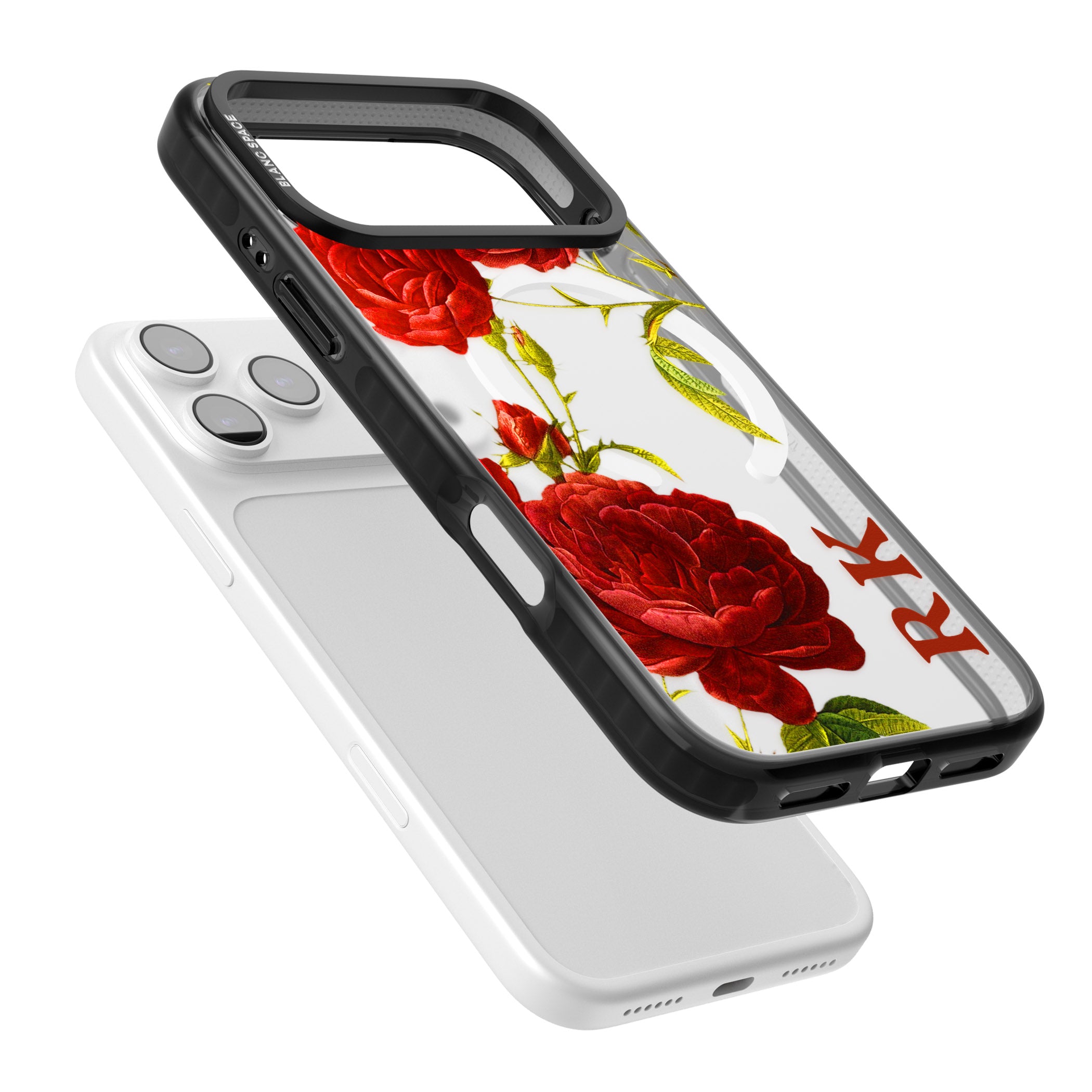 Personalised Vintage Floral Red Roses iPhone 17 Pro Max Impact Pro Black Phone Case Colours