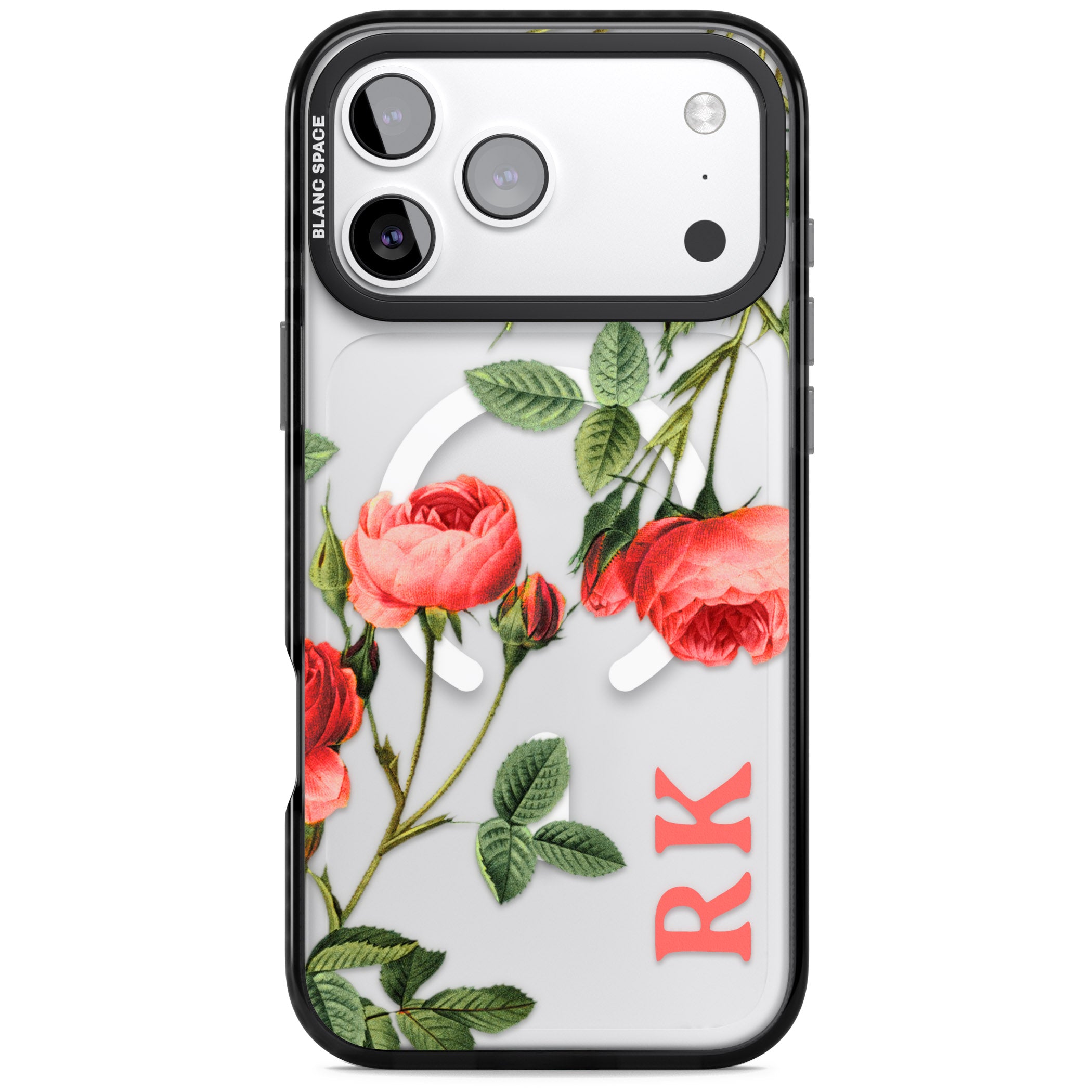 Personalised Vintage Floral Rose iPhone 17 Pro Max Impact Pro Black Phone Case