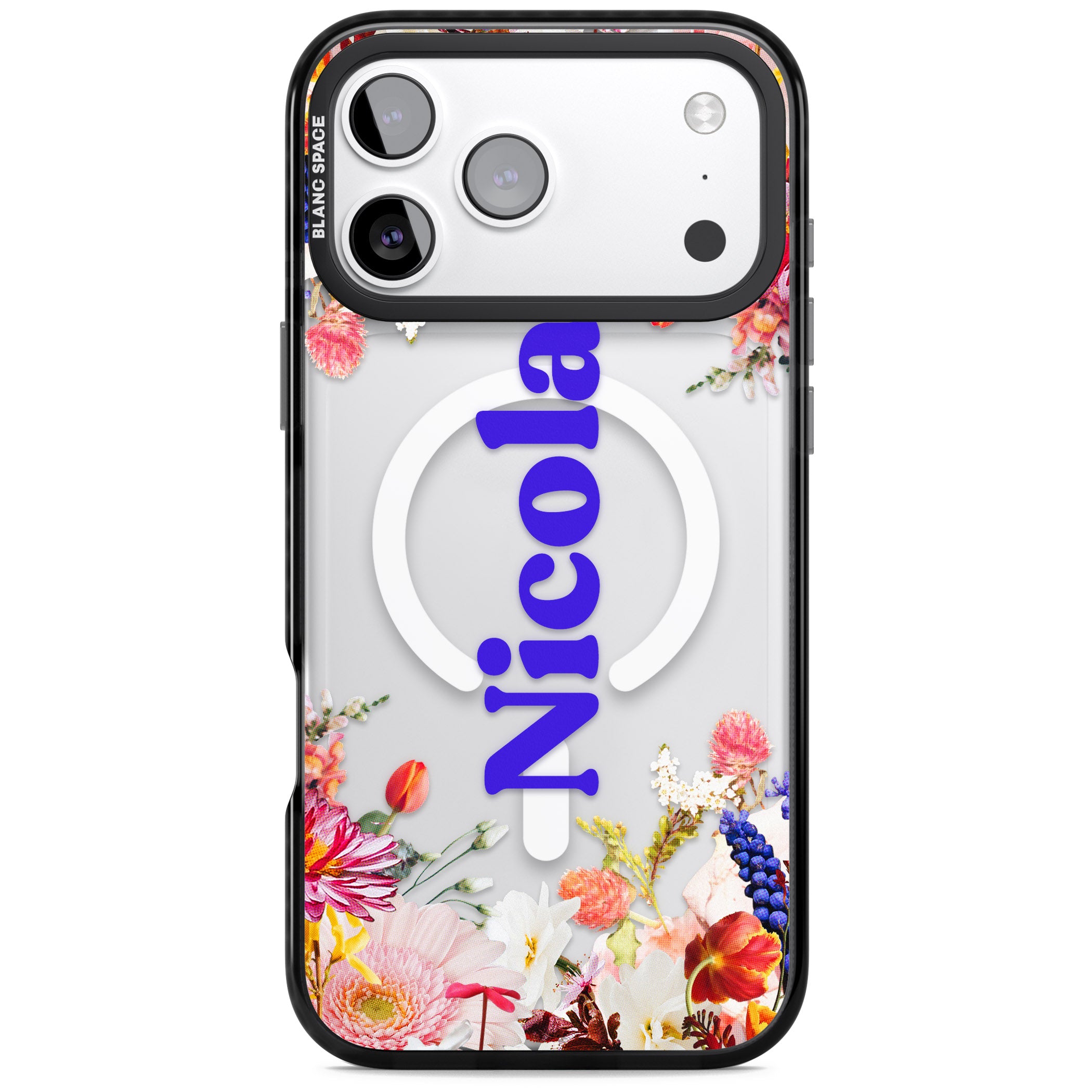 Personalised Floral Name iPhone 17 Pro Max Impact Pro Black Phone Case