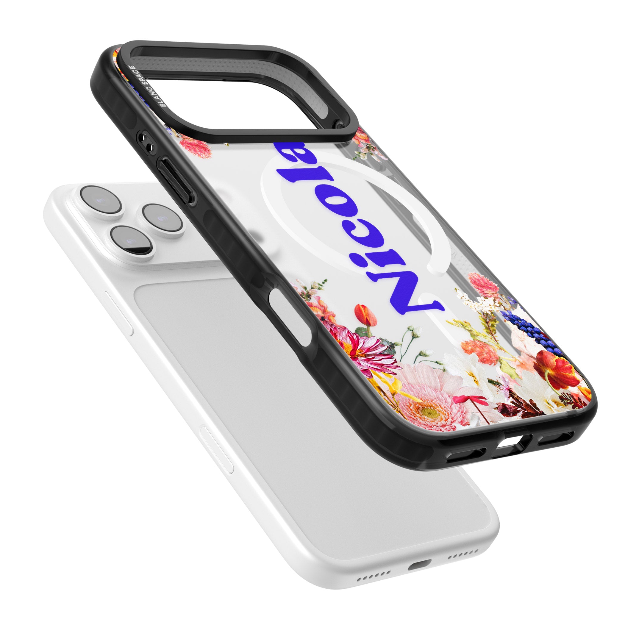 Personalised Floral Name iPhone 17 Pro Max Impact Pro Black Phone Case Colours