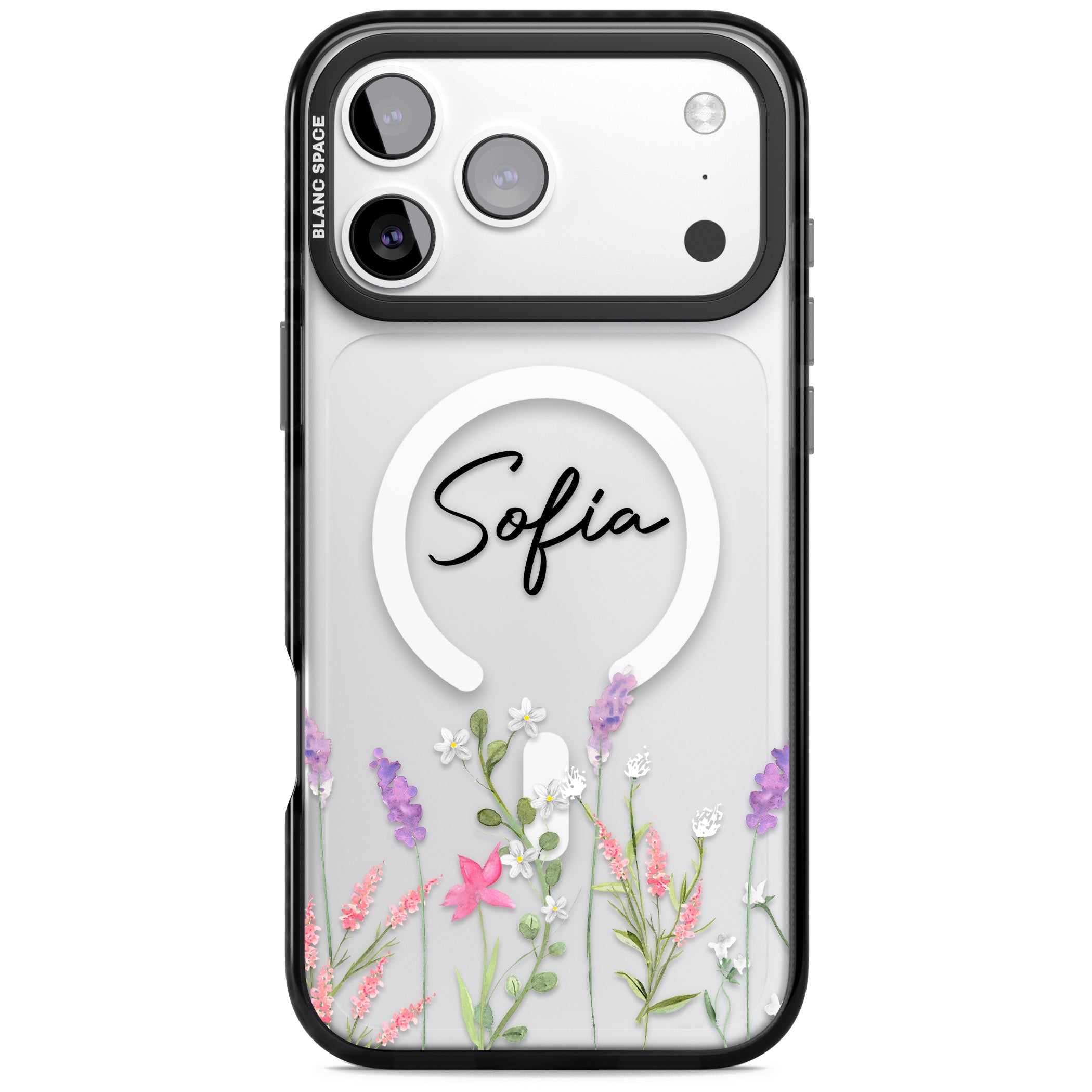 Personalised Lavender Wildflowers iPhone 17 Pro Max Impact Pro Black Phone Case