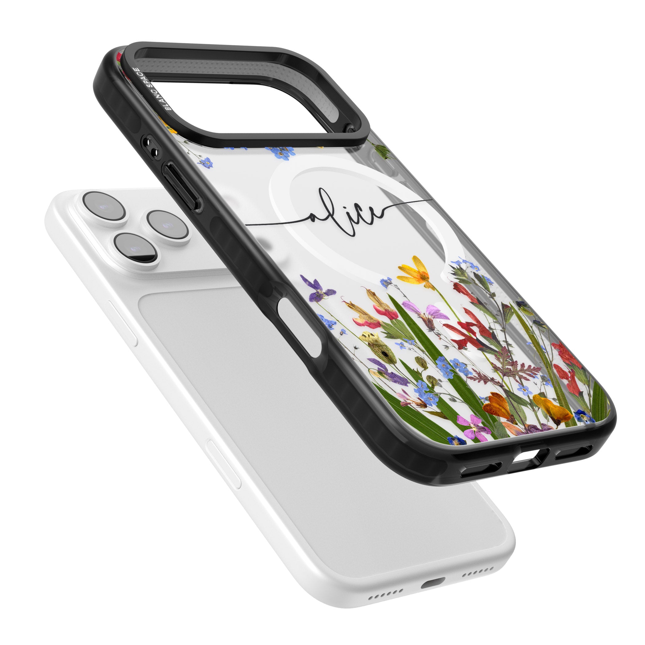 Personalised Wildflower Floral iPhone 17 Pro Max Impact Pro Black Phone Case Colours
