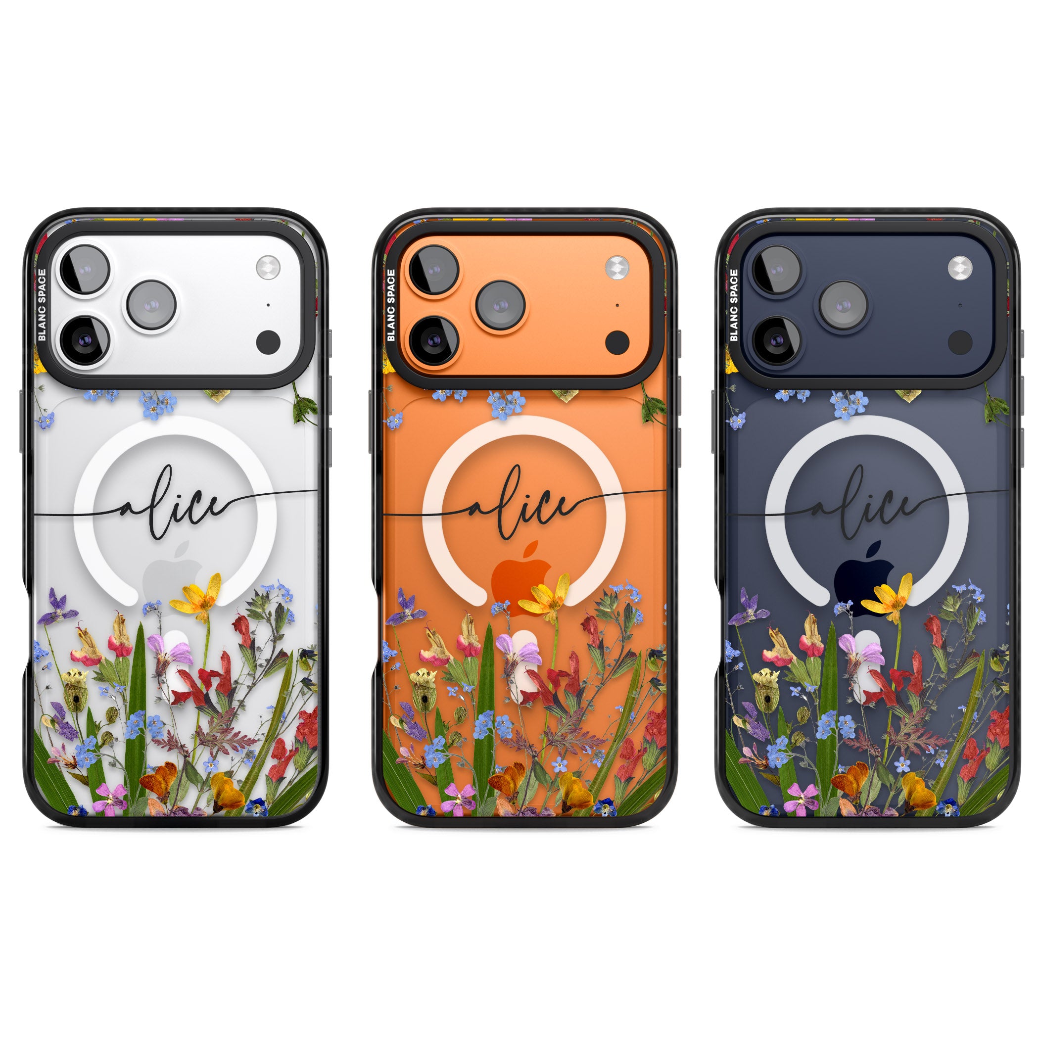 Personalised Wildflower Floral iPhone 17 Pro Impact Pro Black Phone Case APT Impact Protection