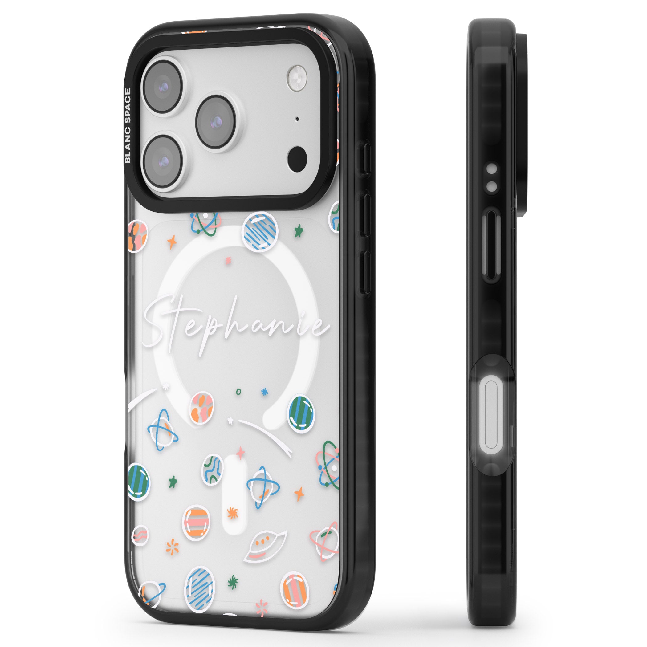 Personalised Space Pattern iPhone 17 Pro Max Impact Pro Black Phone Case Side Profile