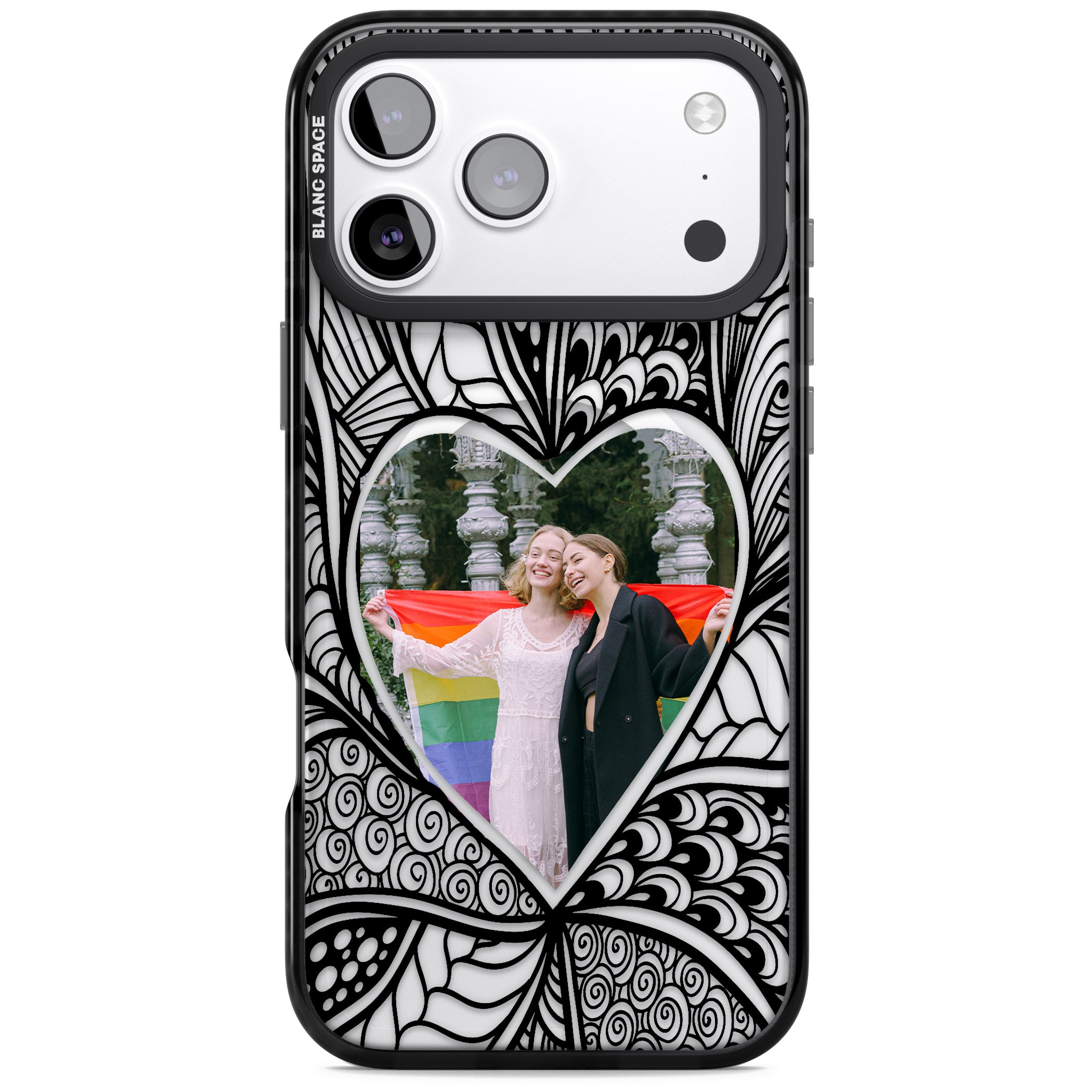Personalised Henna Heart Photo Case iPhone 17 Pro Max Impact Pro Black Phone Case