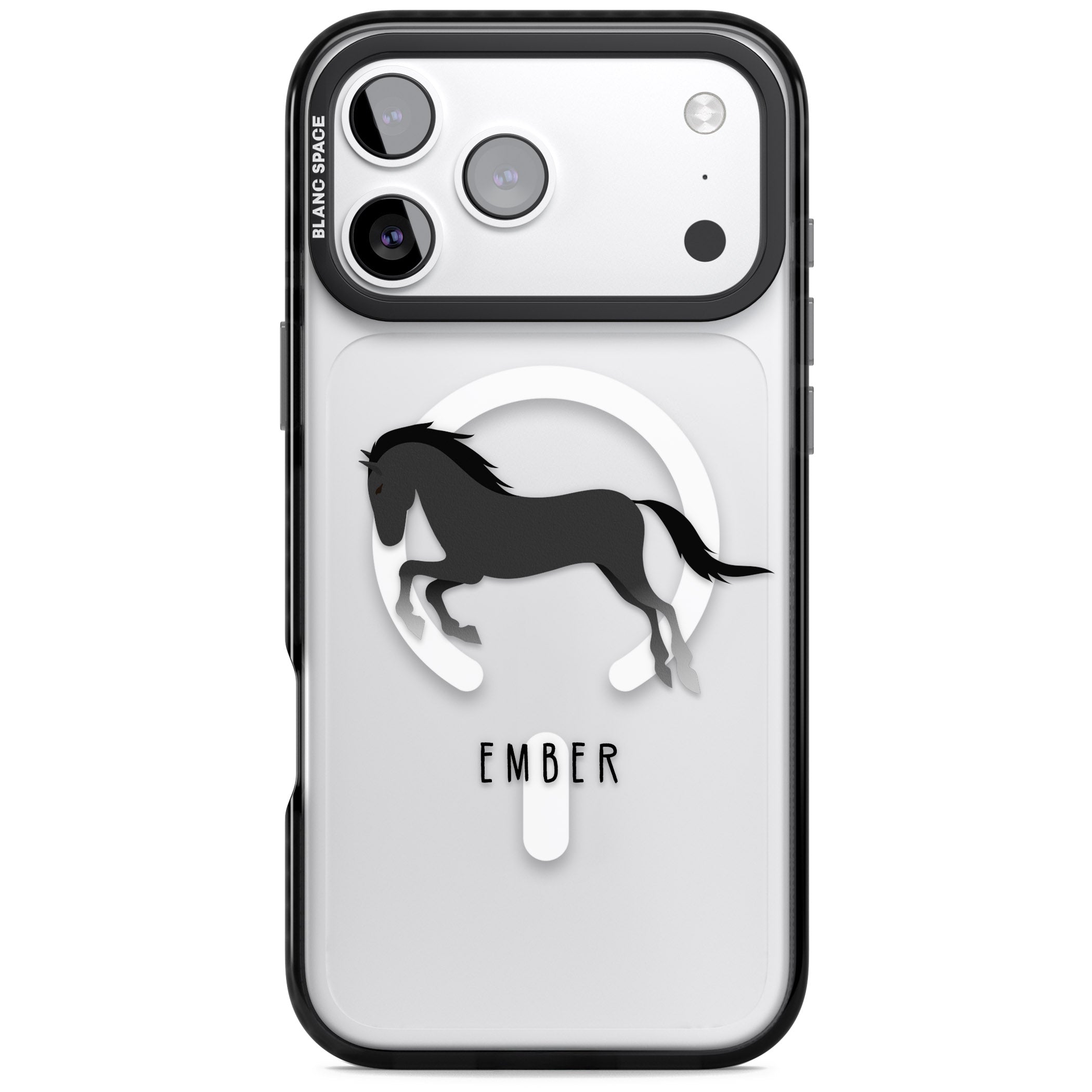 Personalised Black Horse iPhone 17 Pro Max Impact Pro Black Phone Case
