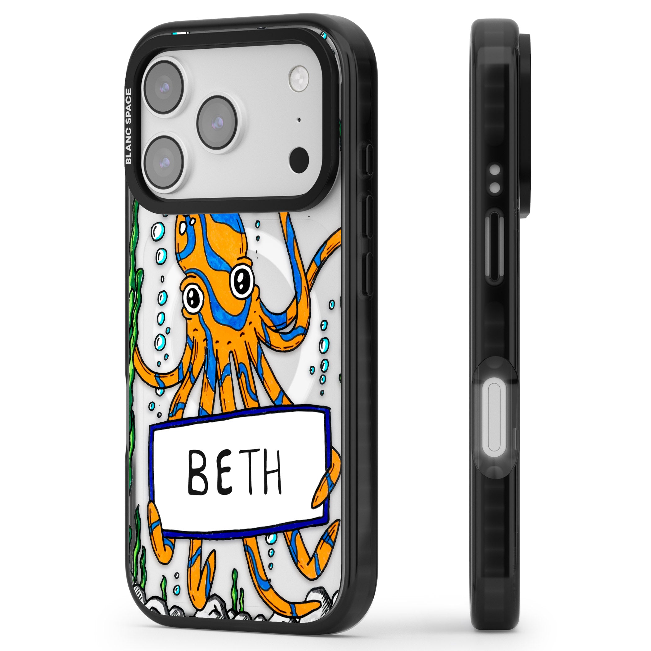 Personalised Octo iPhone 17 Pro Max Impact Pro Black Phone Case Side Profile