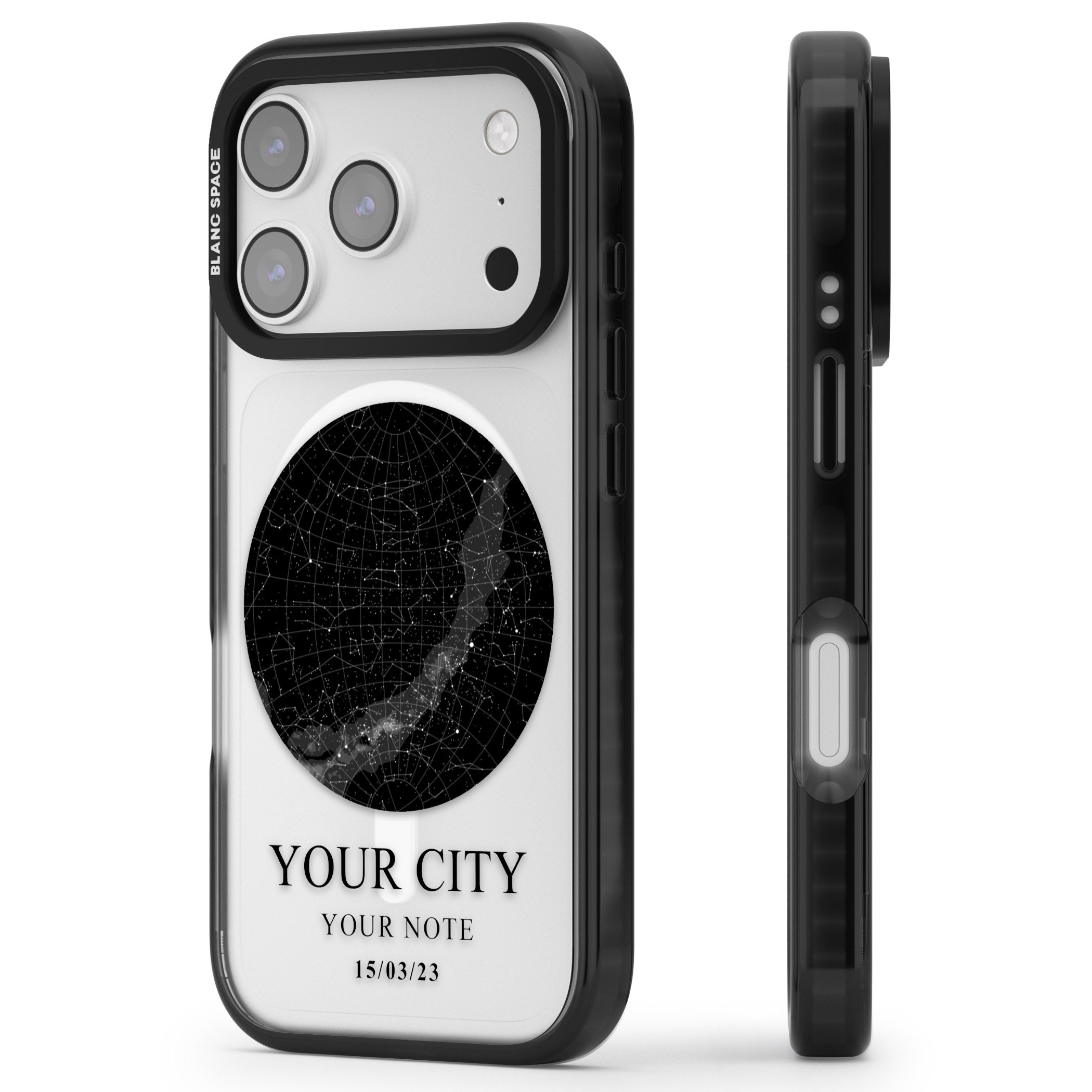 Personalised Star Map iPhone 17 Pro Max Impact Pro Black Phone Case Side Profile