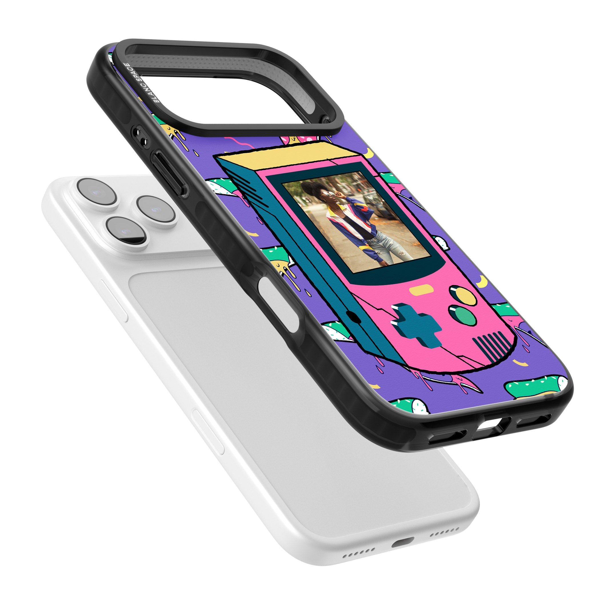 Personalised Retro Game Photo Case iPhone 17 Pro Max Impact Pro Black Phone Case Colours