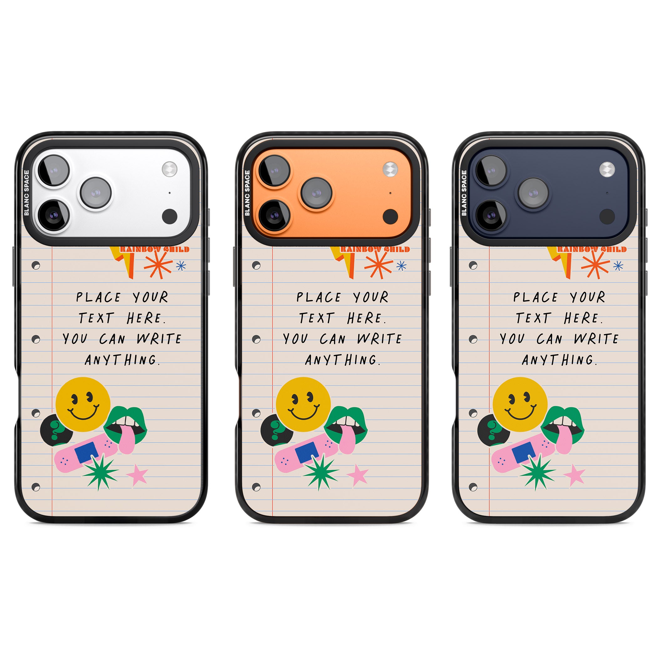Personalised Retro Rainbow Fun iPhone 17 Pro Impact Pro Black Phone Case APT Impact Protection