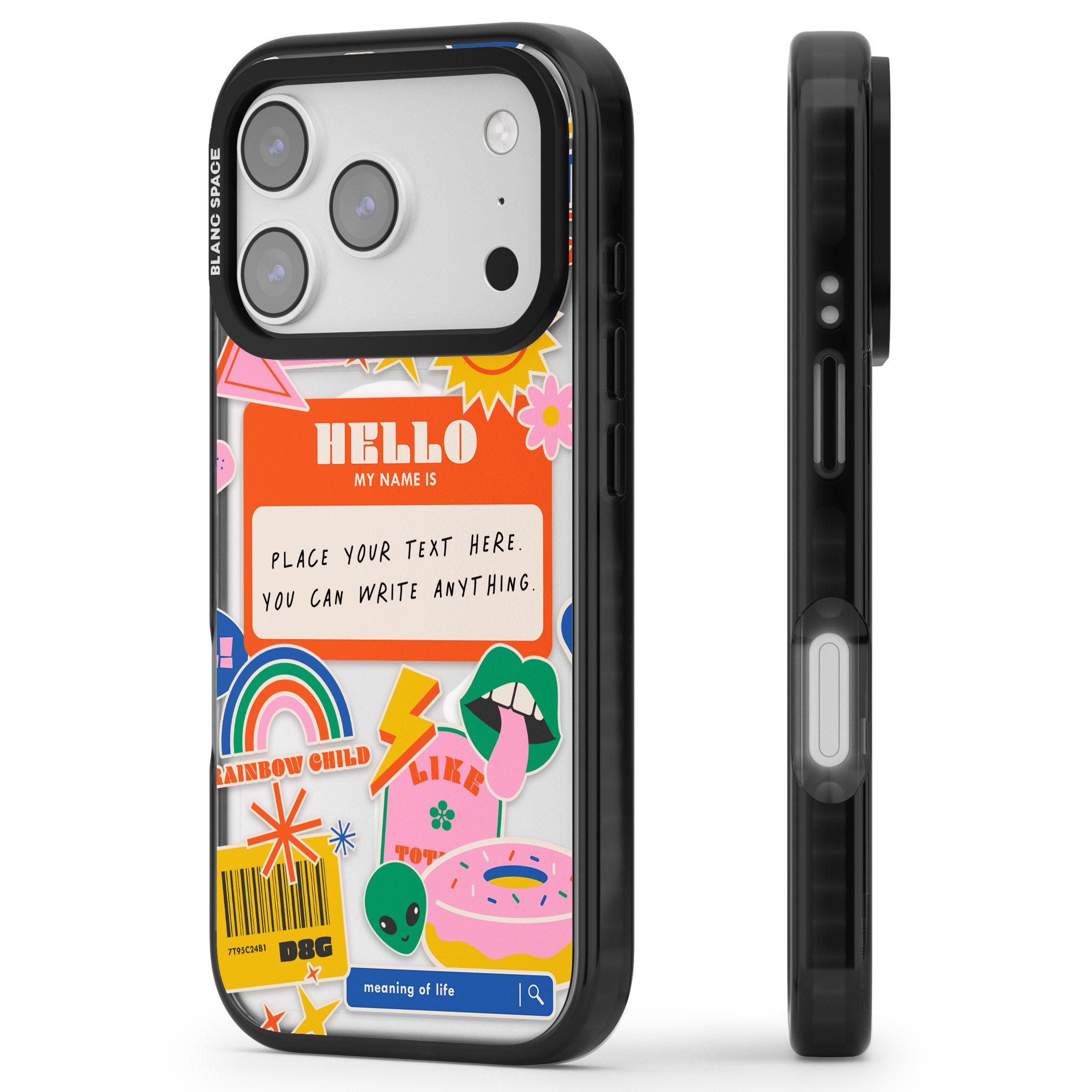 Personalised Retro Vibes Sticker iPhone 17 Pro Max Impact Pro Black Phone Case Side Profile