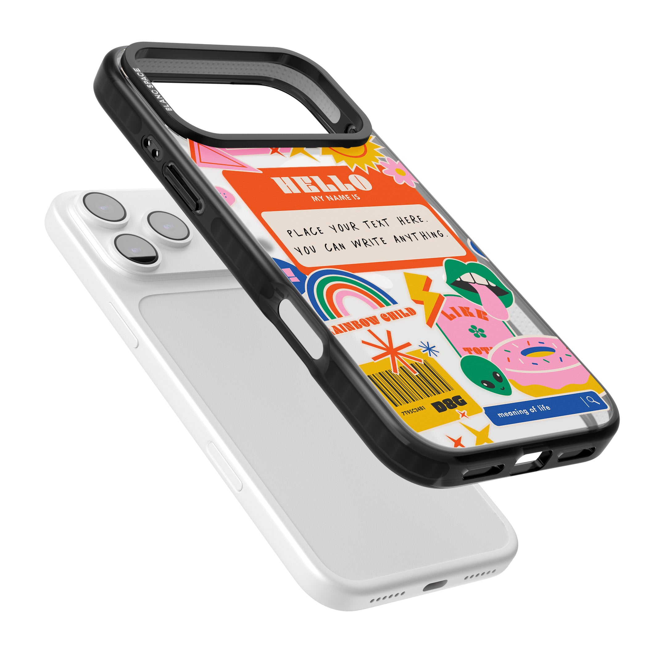 Personalised Retro Vibes Sticker iPhone 17 Pro Max Impact Pro Black Phone Case Colours