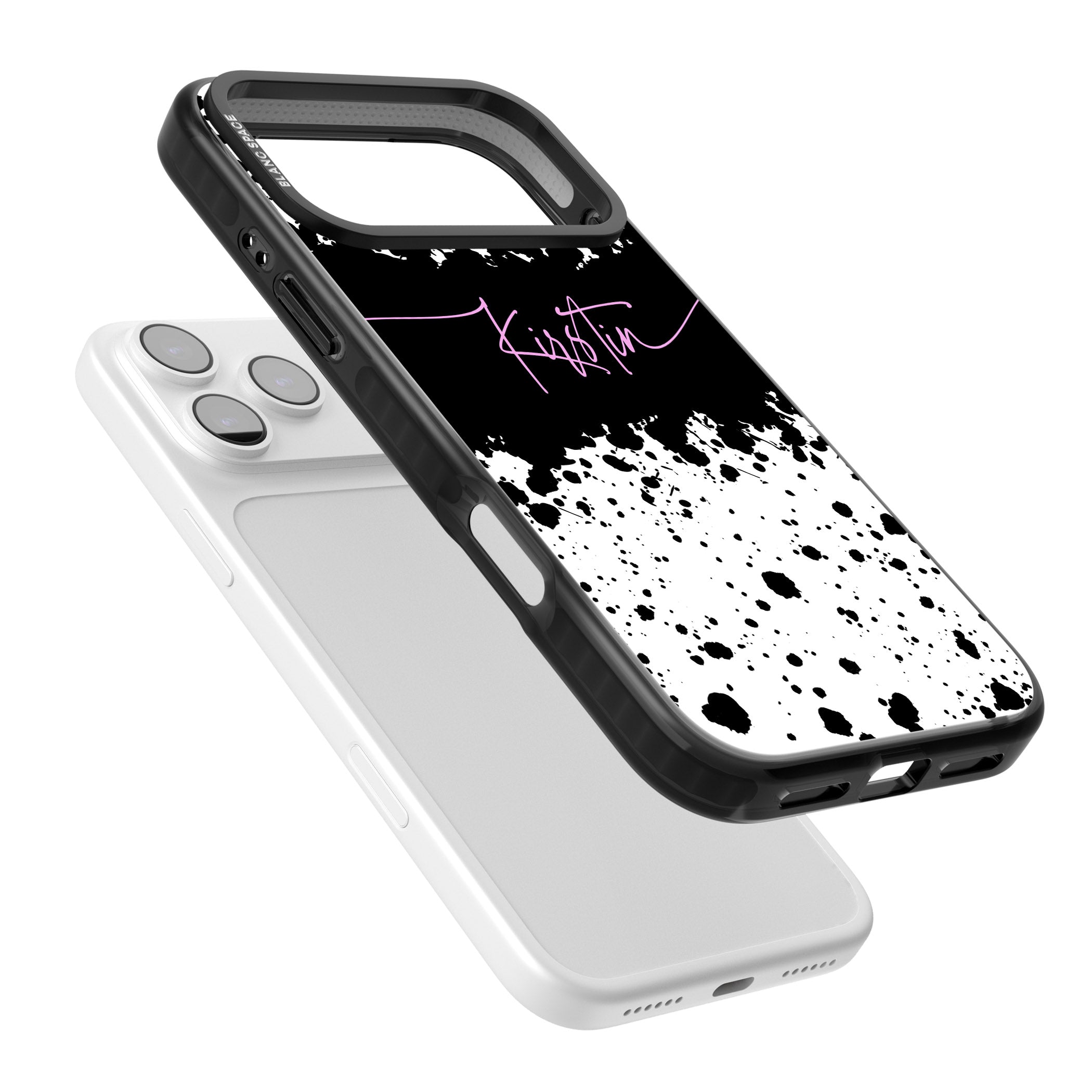 Personalised Bold Paint Splatters iPhone 17 Pro Max Impact Pro Black Phone Case Colours