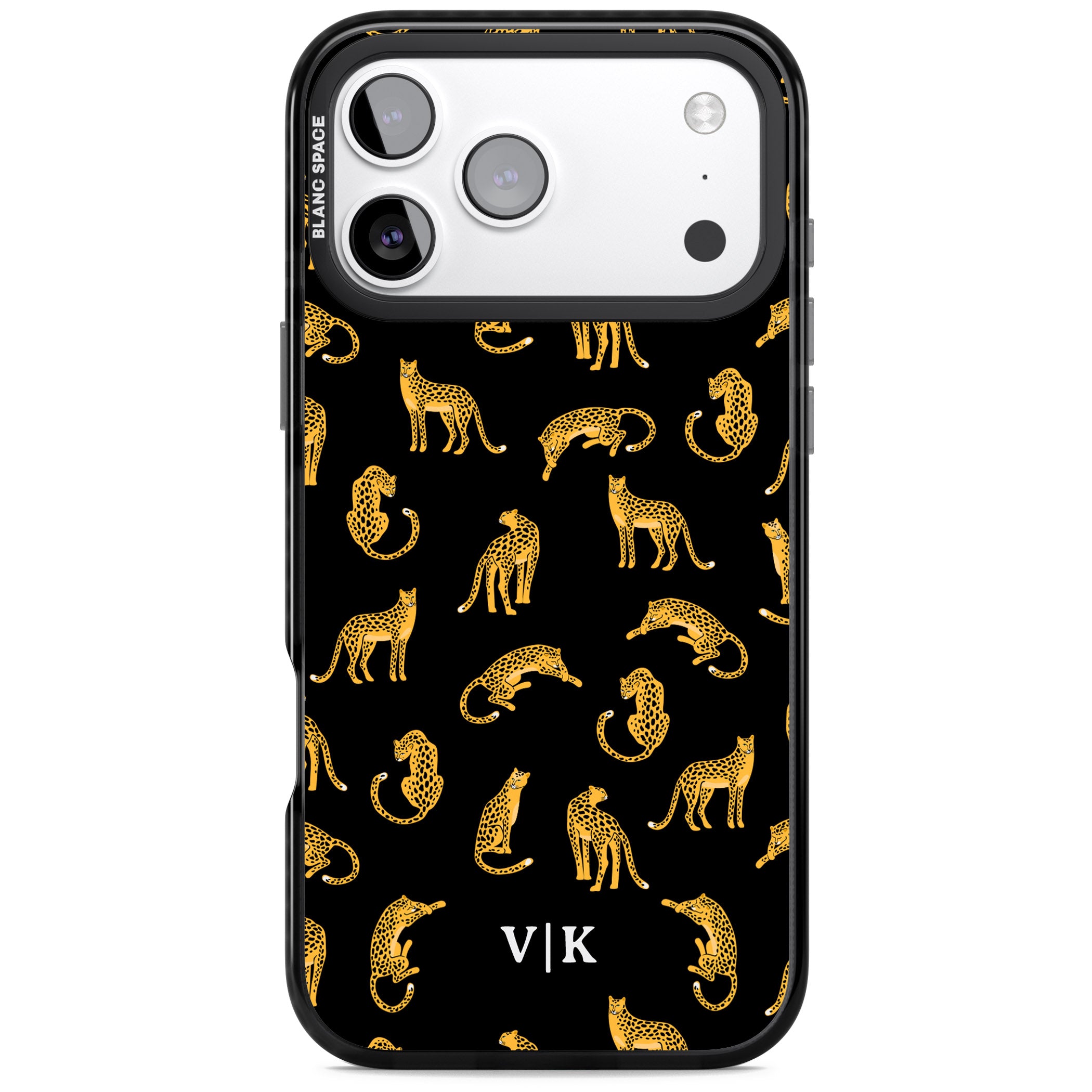 Personalised Gold Cheetah Pattern iPhone 17 Pro Max Impact Pro Black Phone Case