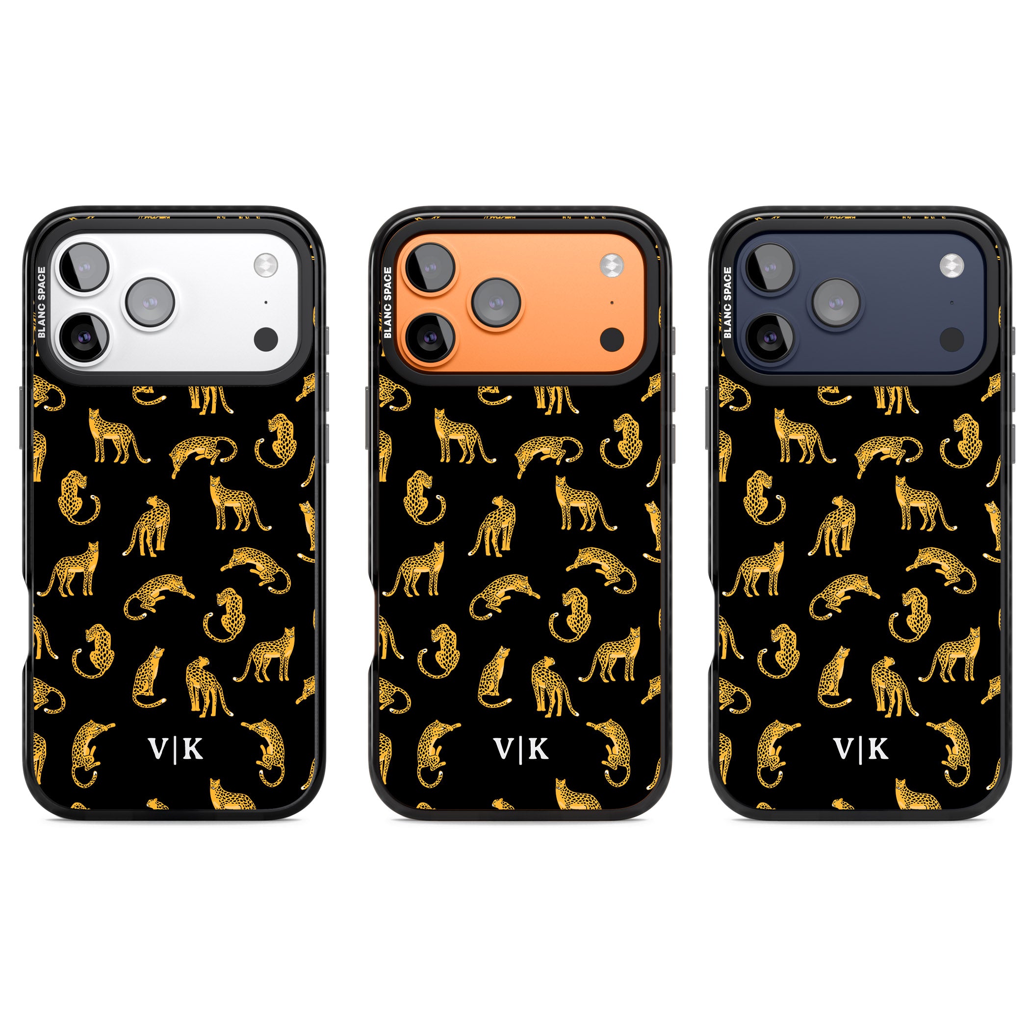 Personalised Gold Cheetah Pattern iPhone 17 Pro Impact Pro Black Phone Case APT Impact Protection