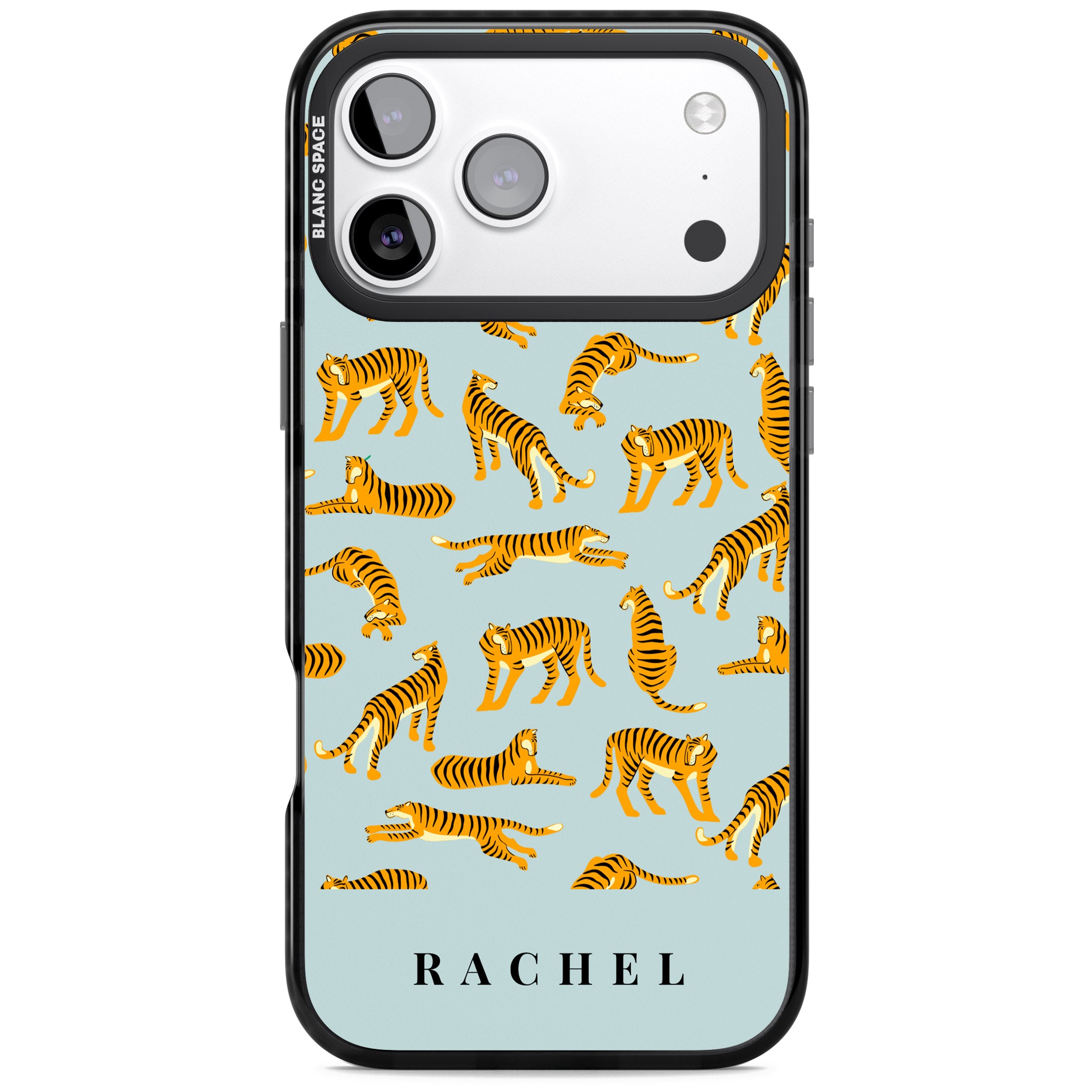 Personalised Turquoise Tiger Pattern iPhone 17 Pro Max Impact Pro Black Phone Case
