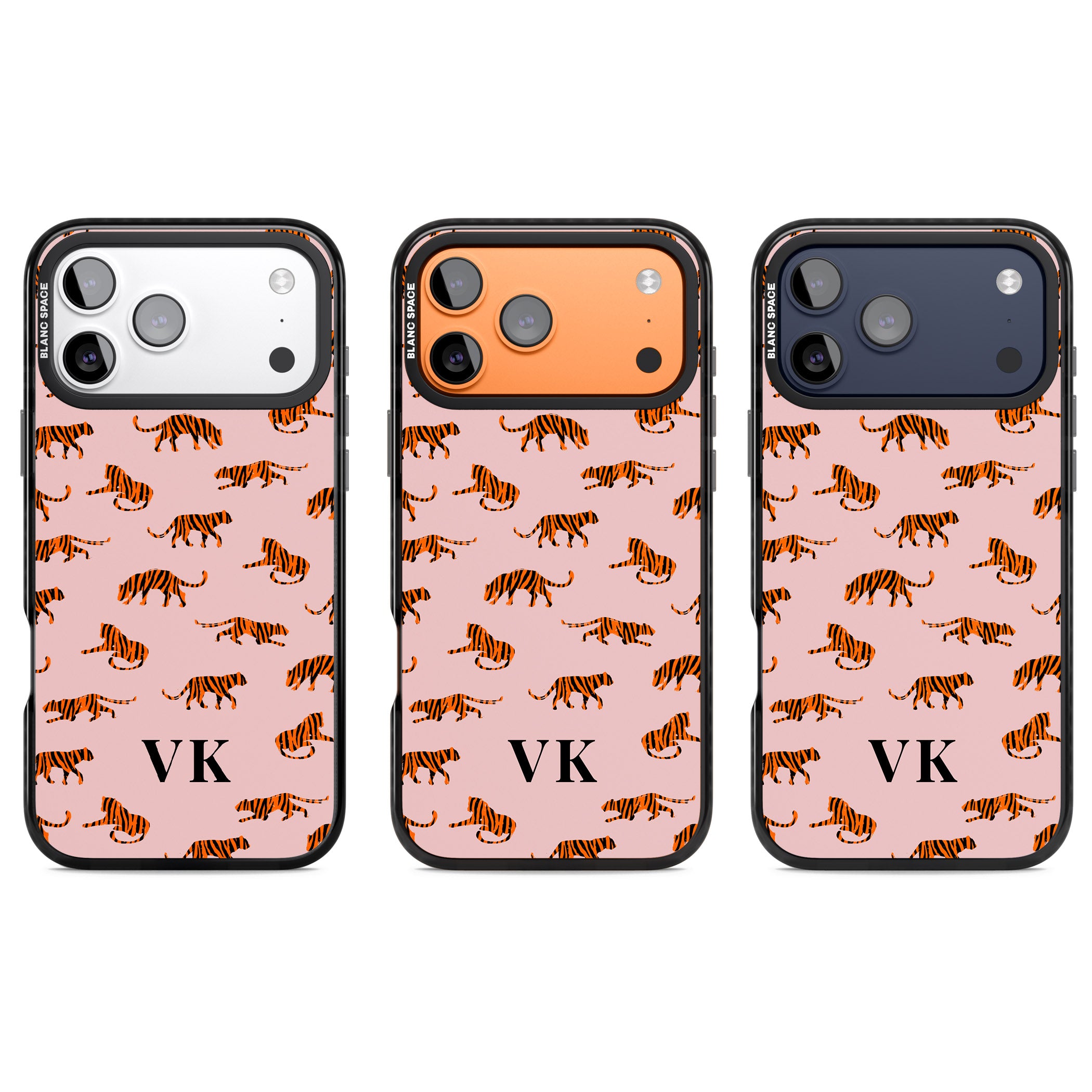 Personalised Pink Safari Tiger Pattern iPhone 17 Pro Impact Pro Black Phone Case APT Impact Protection