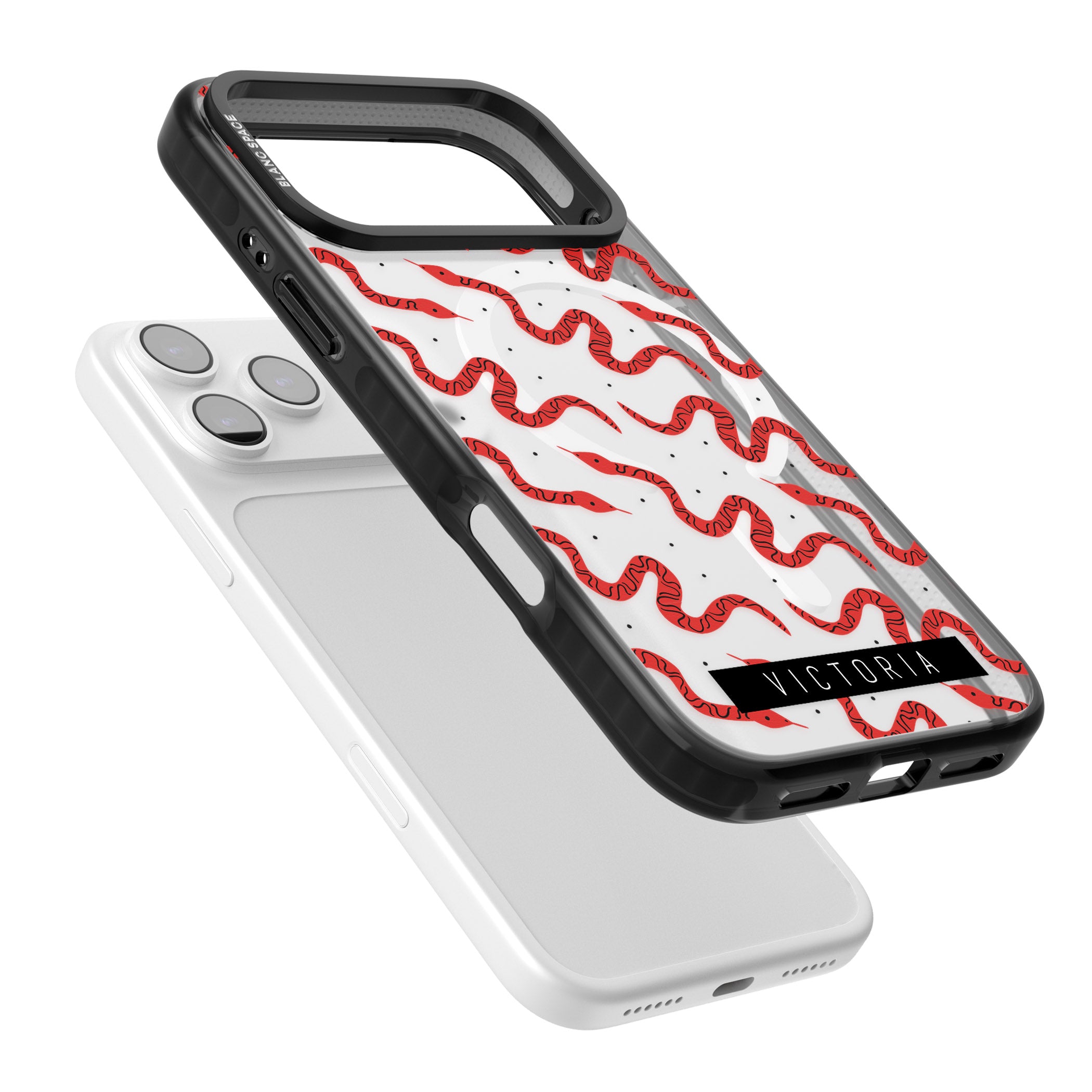 Personalised Red Snake Pattern iPhone 17 Pro Max Impact Pro Black Phone Case Colours