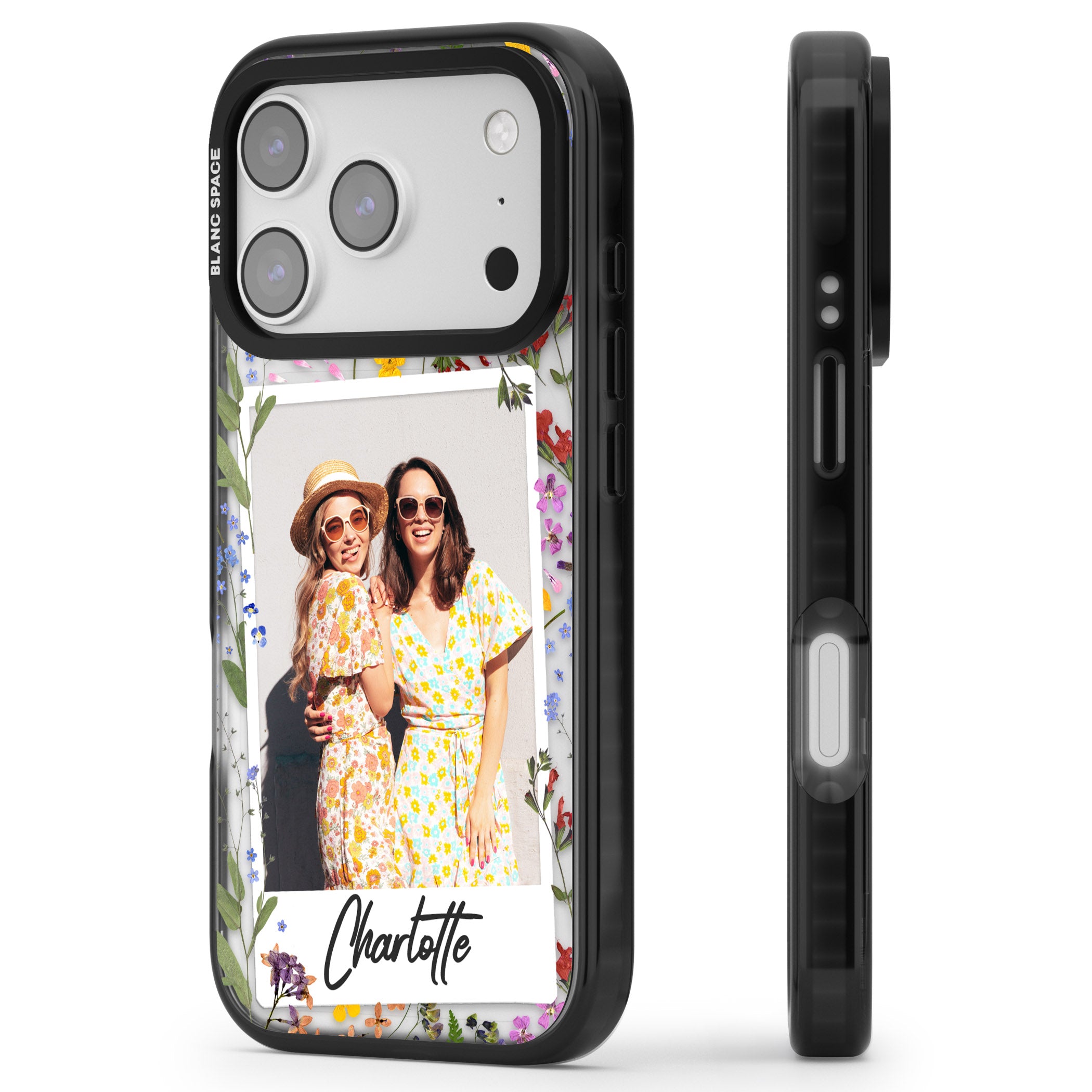 Personalised Wildflower Instant Photo iPhone 17 Pro Max Impact Pro Black Phone Case Side Profile