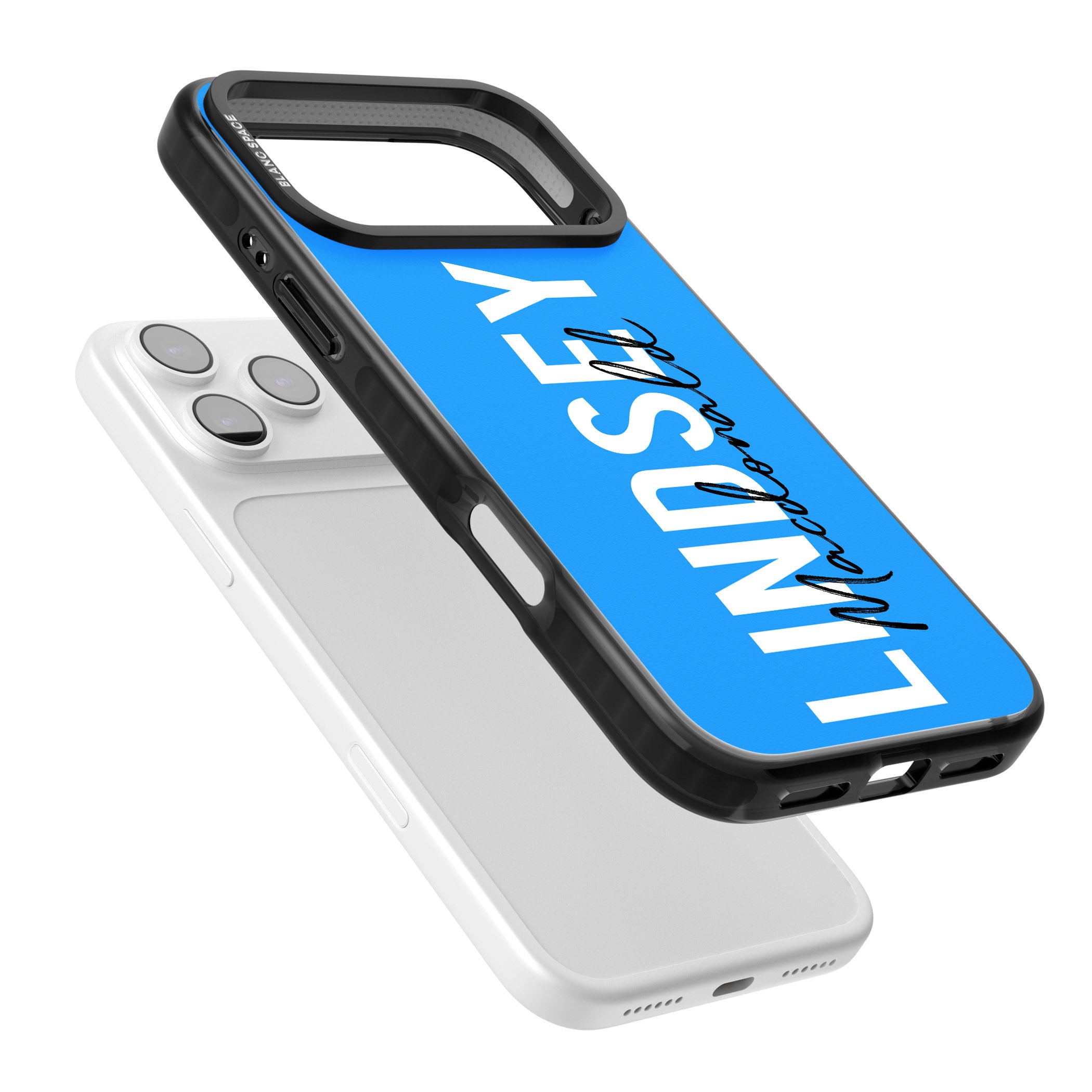 Personalised Bold Name: Blue iPhone 17 Pro Max Impact Pro Black Phone Case Colours