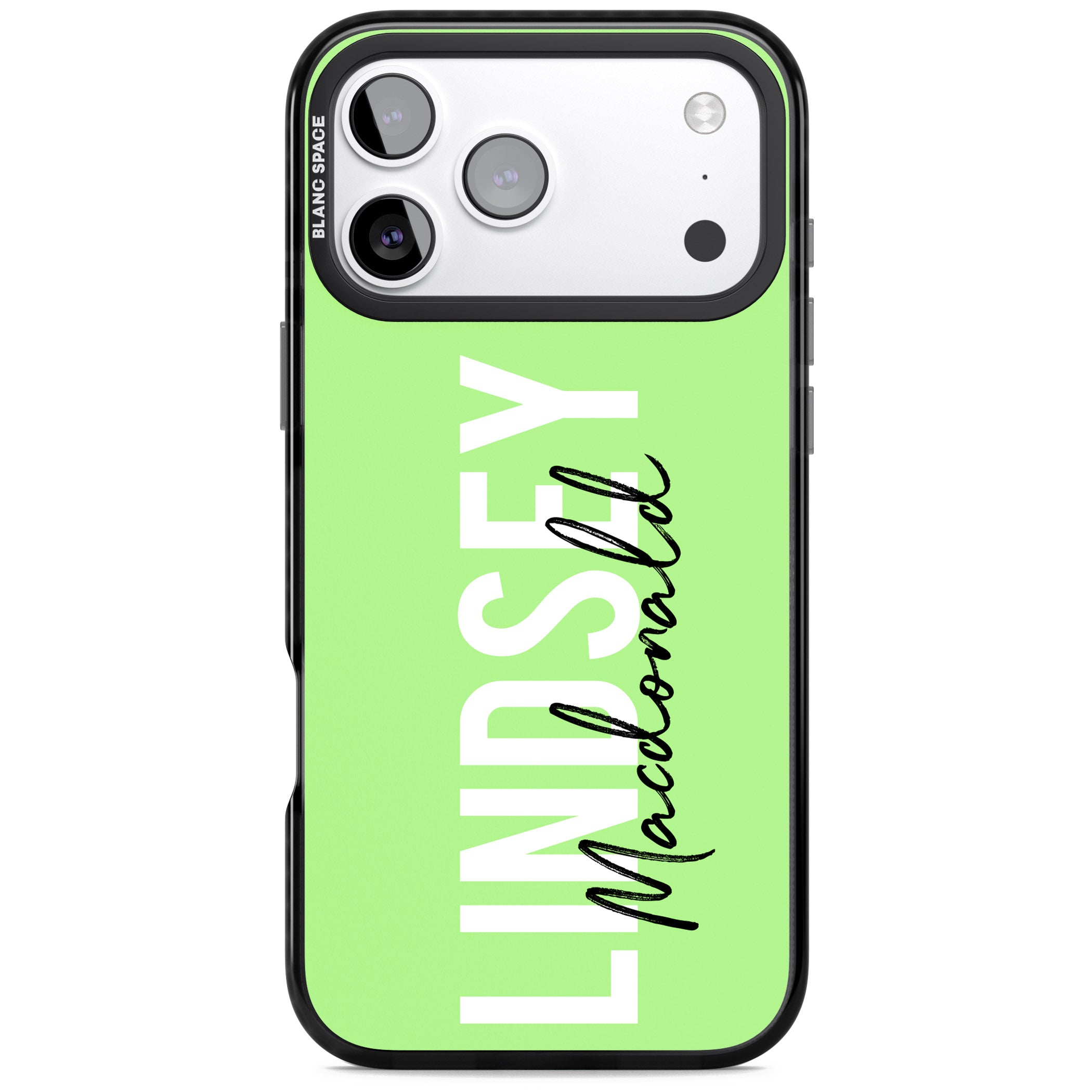 Personalised Bold Name: Lime iPhone 17 Pro Max Impact Pro Black Phone Case