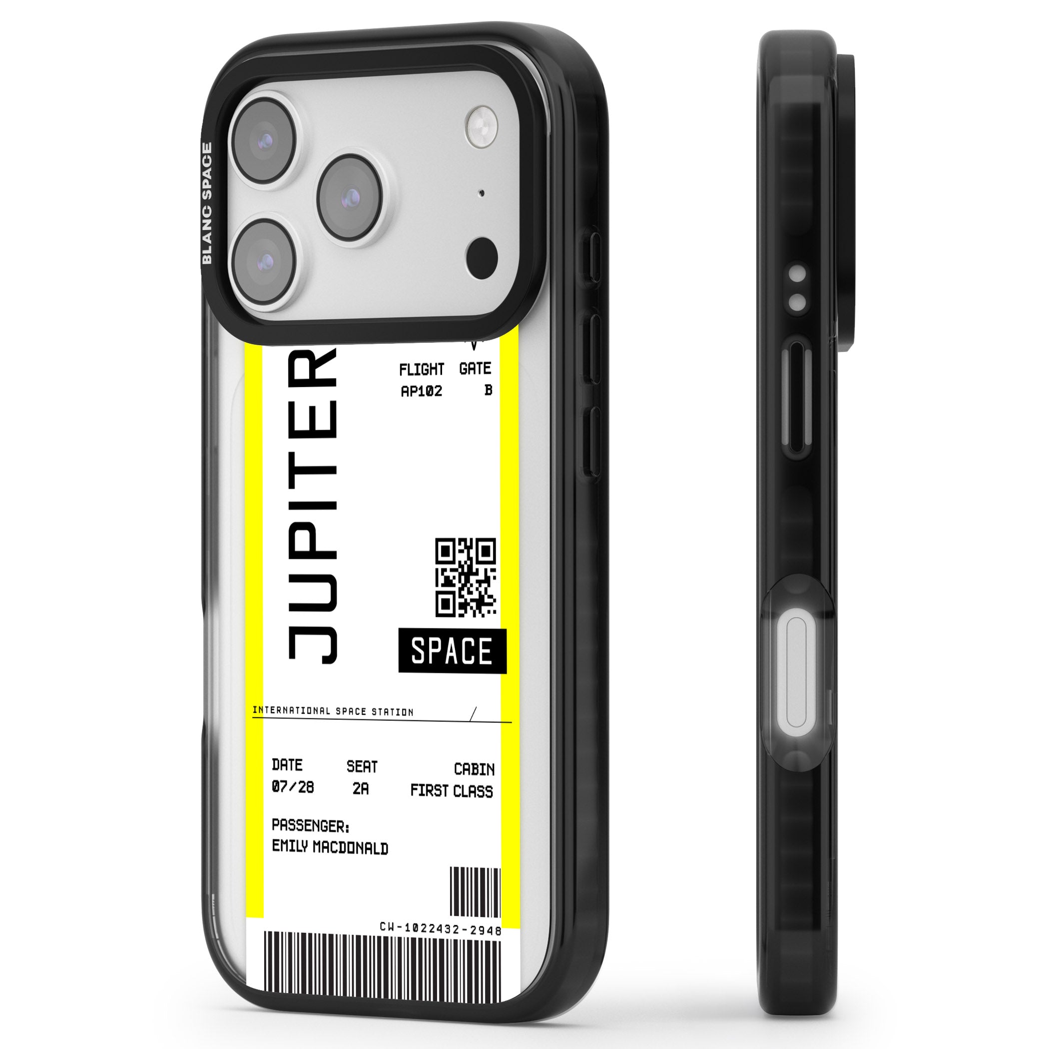 Personalised Jupiter Travel Ticket iPhone 17 Pro Max Impact Pro Black Phone Case Side Profile