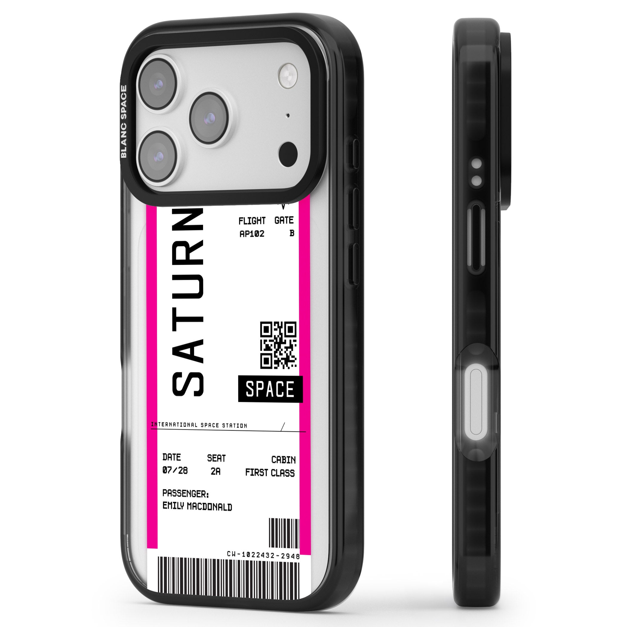Personalised Saturn Travel Ticket iPhone 17 Pro Max Impact Pro Black Phone Case Side Profile
