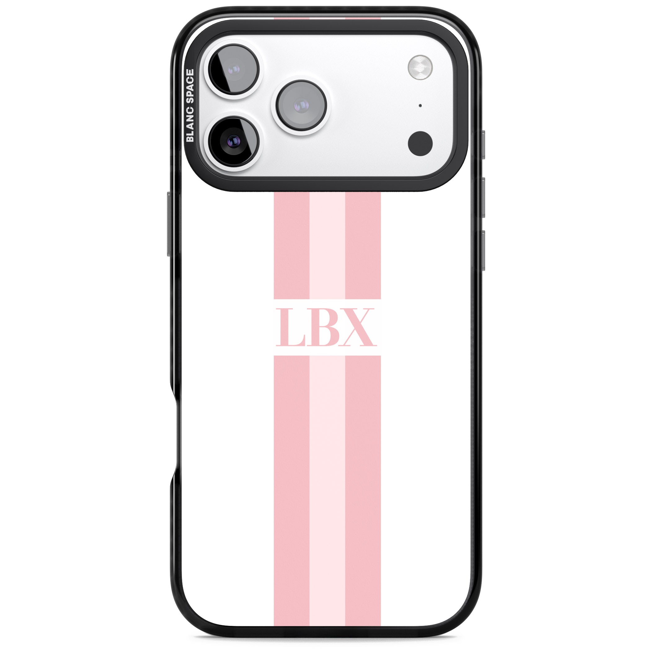 Personalised Minimal Pink Stripe iPhone 17 Pro Max Impact Pro Black Phone Case