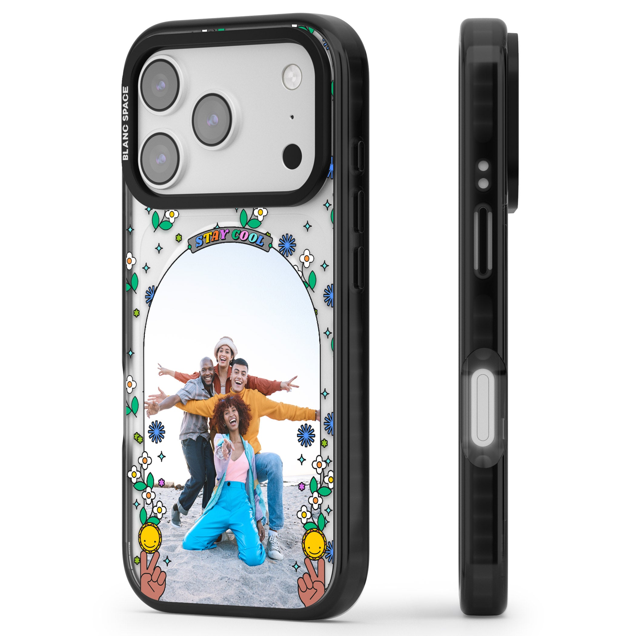 Personalised Summer Photo Frame iPhone 17 Pro Max Impact Pro Black Phone Case Side Profile