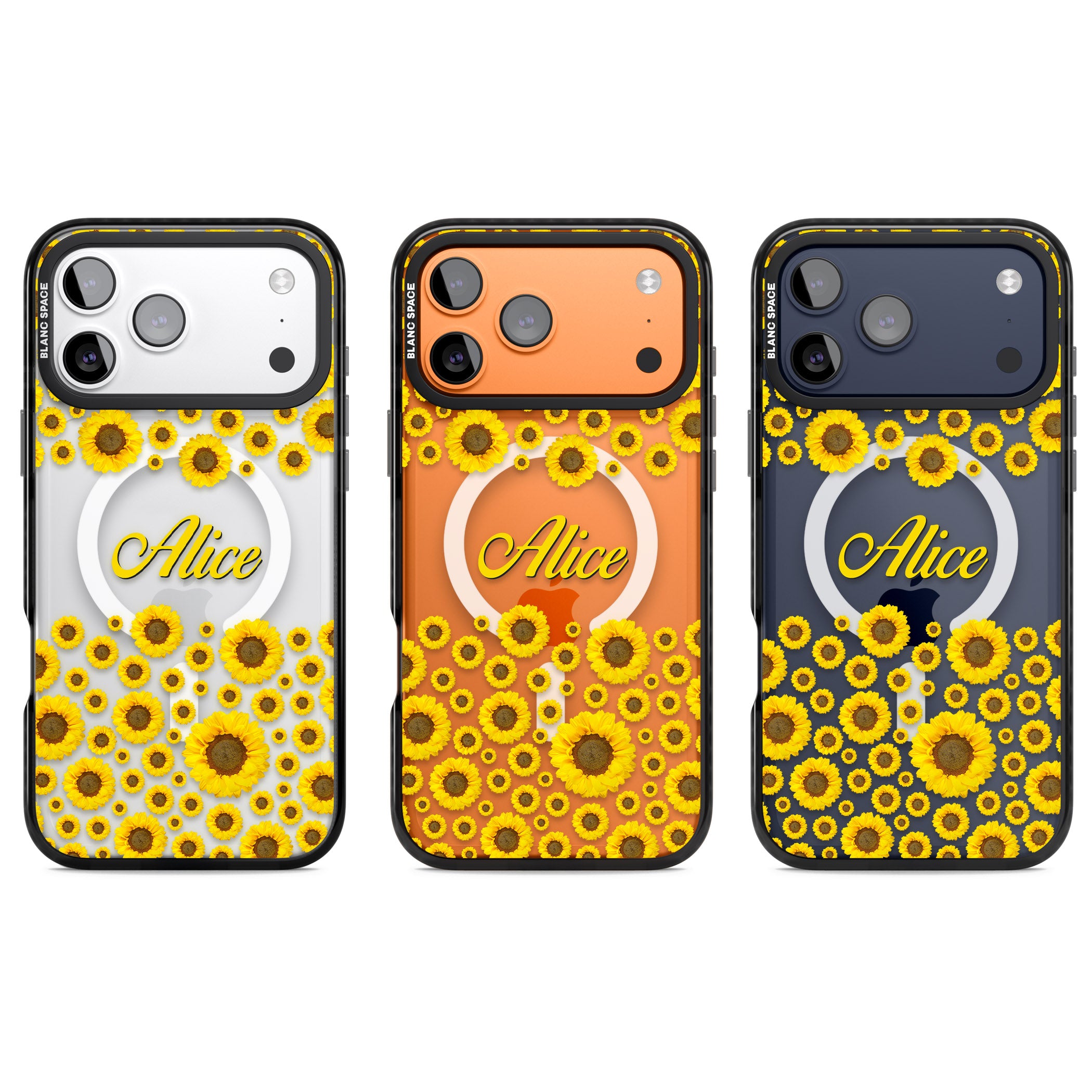 Personalised Sunflowers iPhone 17 Pro Impact Pro Black Phone Case APT Impact Protection