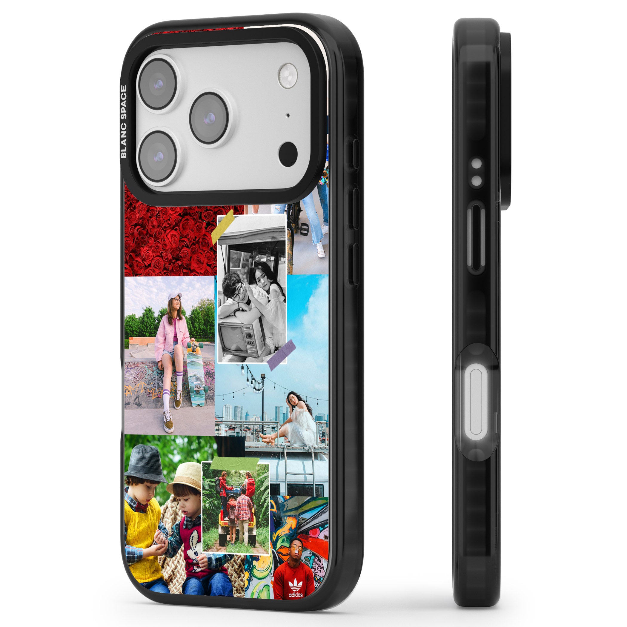 Personalised Photo Collage iPhone 17 Pro Max Impact Pro Black Phone Case Side Profile