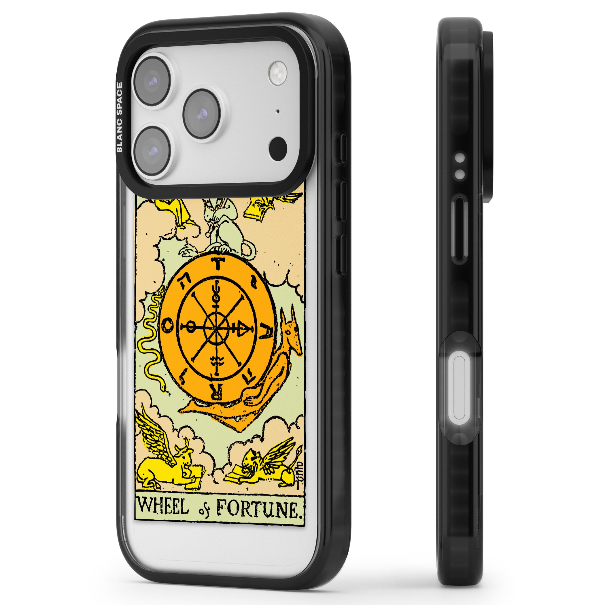 Personalised Wheel Of Fortune Tarot Card (Color) iPhone 17 Pro Max Impact Pro Black Phone Case Side Profile