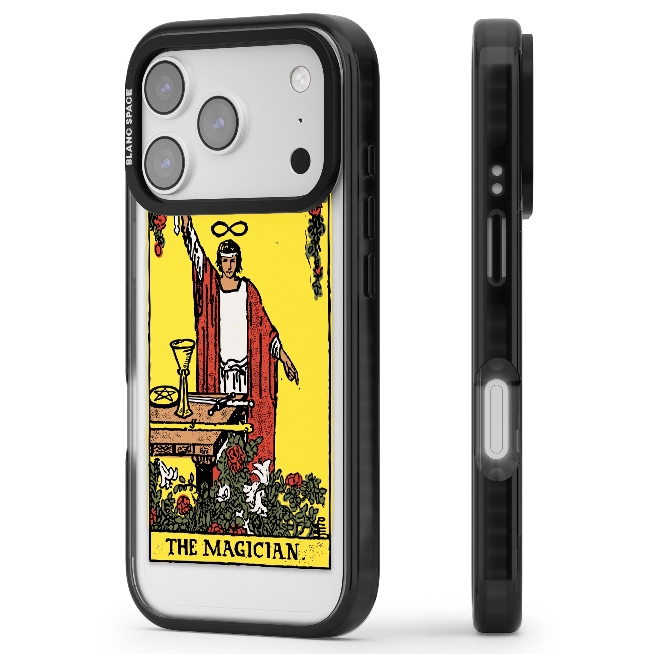 Personalised The Magician Tarot Card (Color) iPhone 17 Pro Max Impact Pro Black Phone Case Side Profile