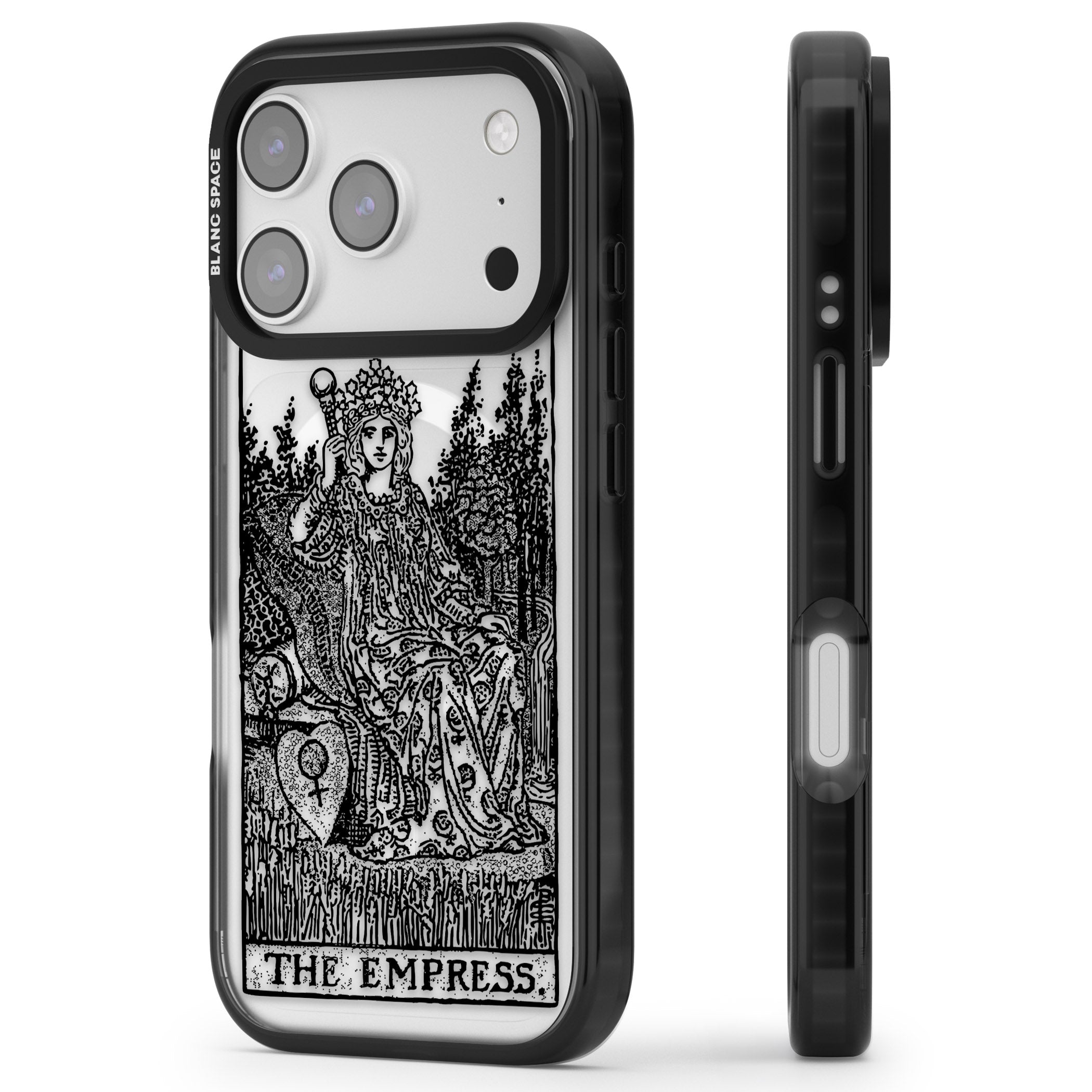 Personalised The Empress Tarot Card (Clear) iPhone 17 Pro Max Impact Pro Black Phone Case Side Profile