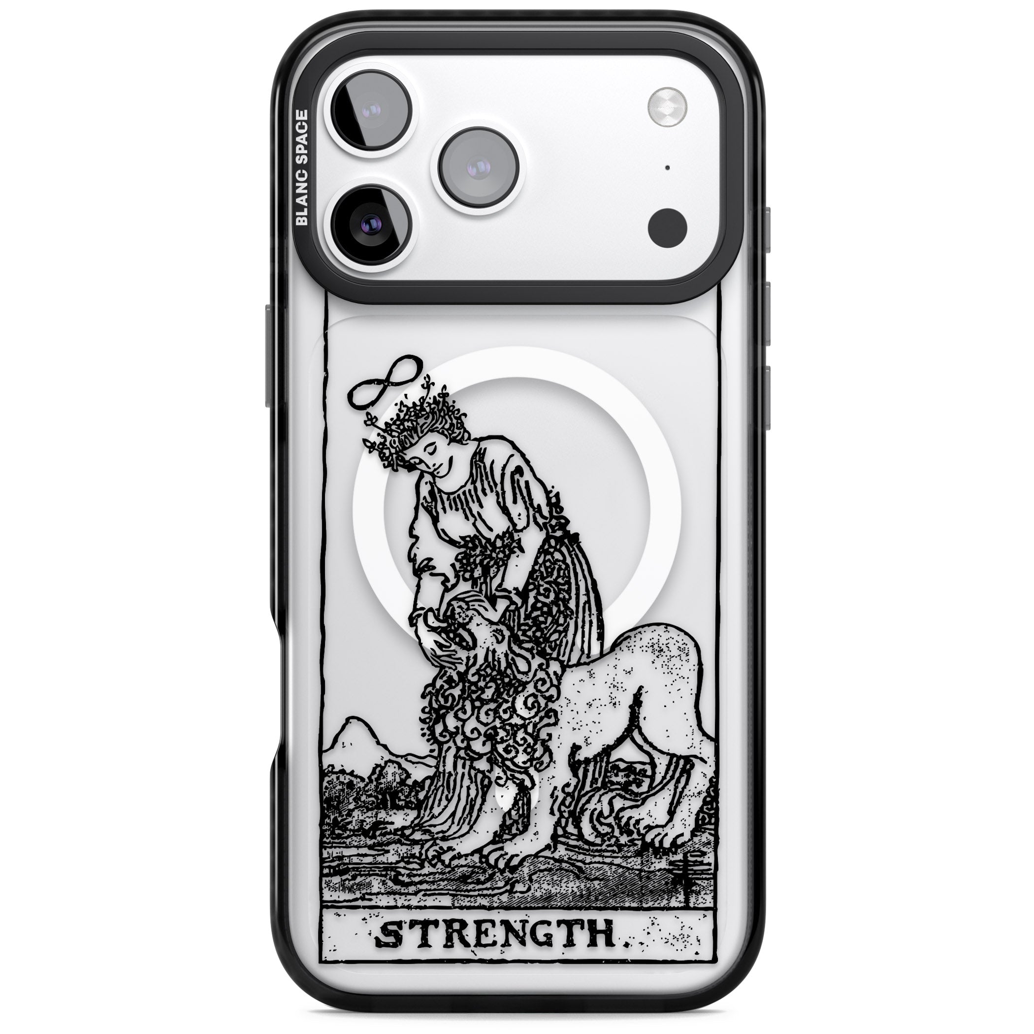 Personalised Strength Tarot Card (Clear) iPhone 17 Pro Max Impact Pro Black Phone Case