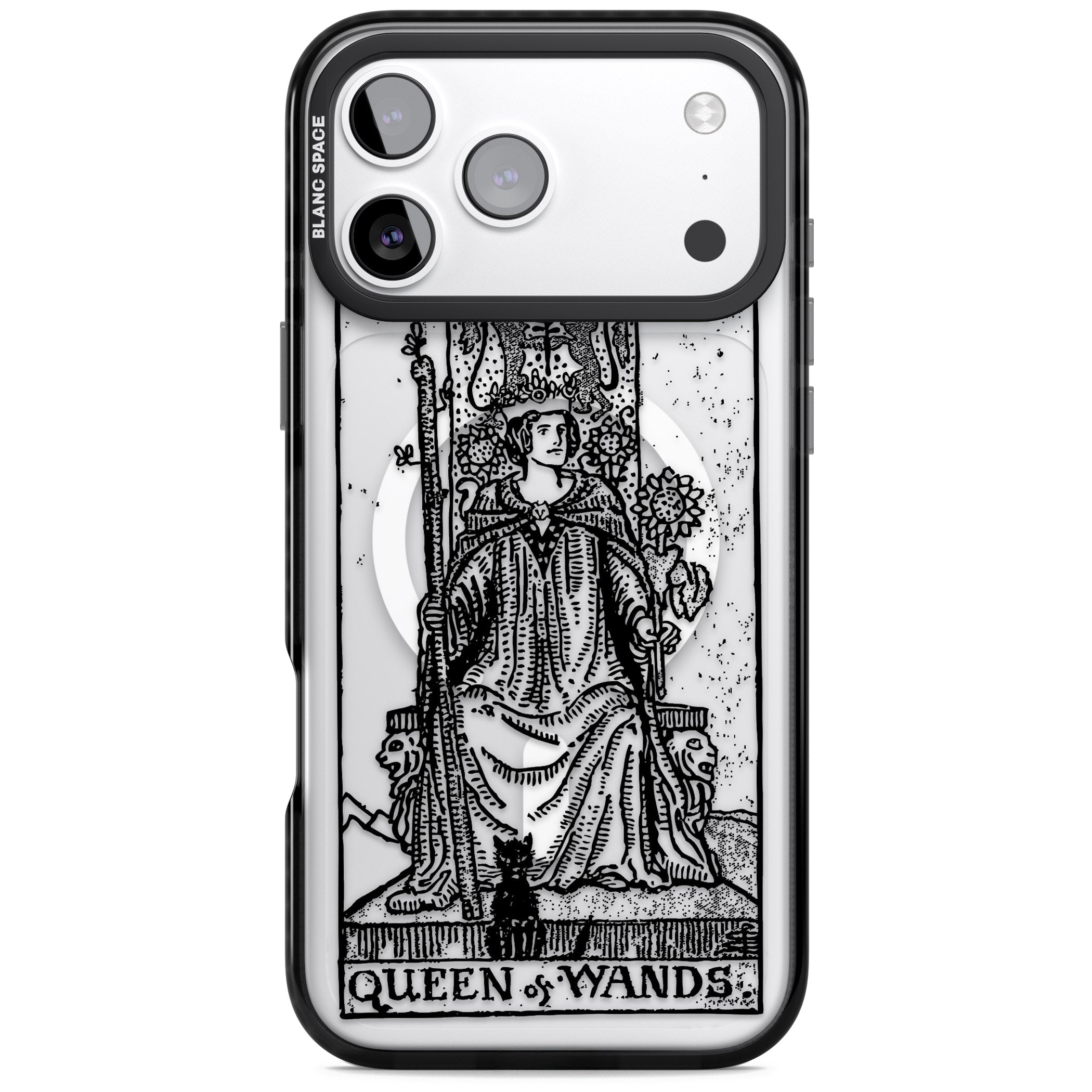 Personalised Queen Of Wands Tarot Card (Clear) iPhone 17 Pro Max Impact Pro Black Phone Case