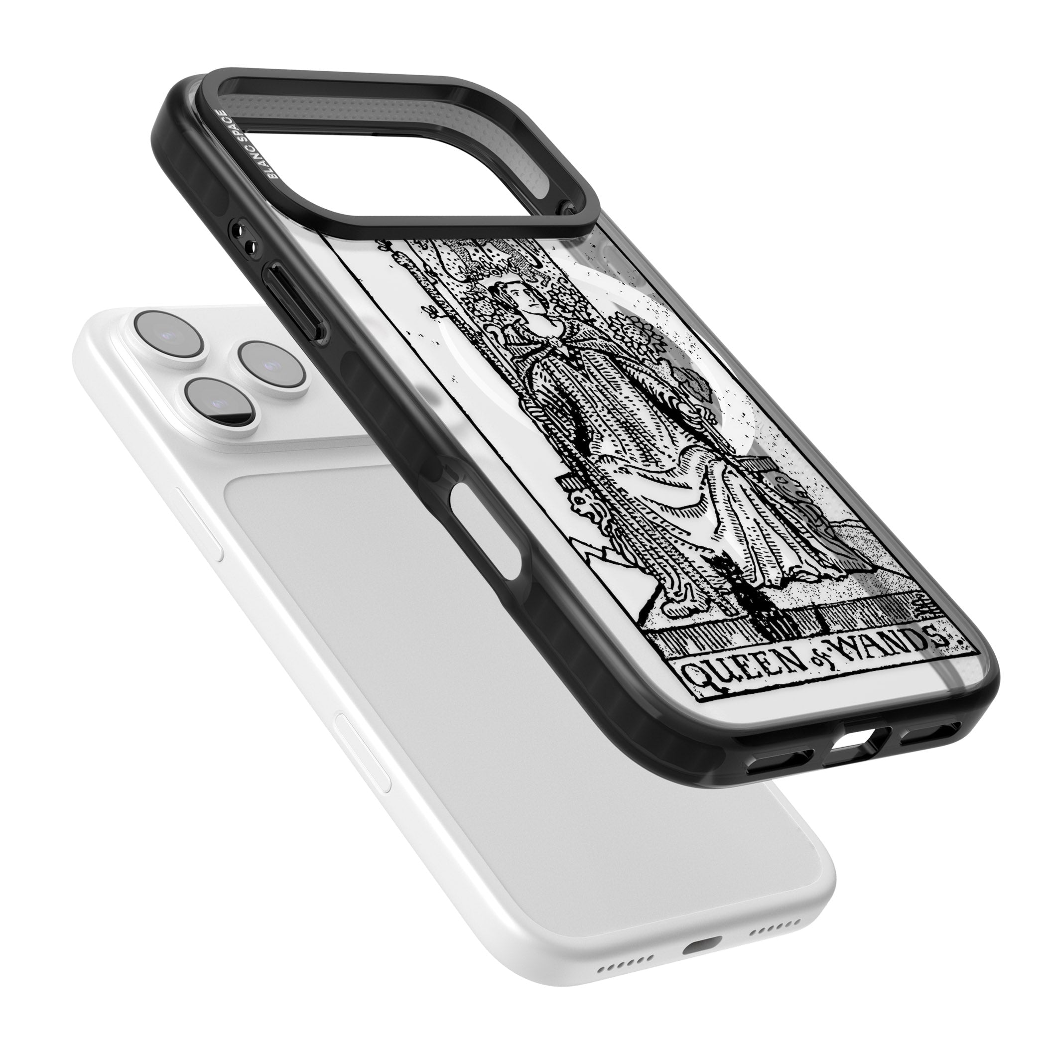 Personalised Queen Of Wands Tarot Card (Clear) iPhone 17 Pro Max Impact Pro Black Phone Case Colours