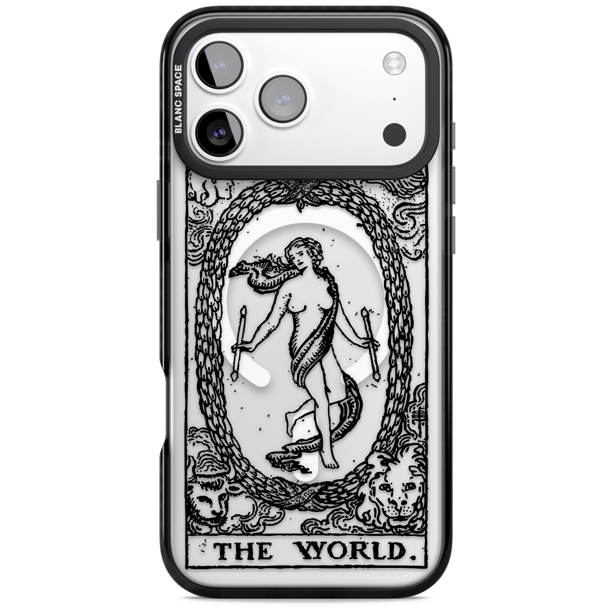 Personalised The World Tarot Card (Clear) iPhone 17 Pro Max Impact Pro Black Phone Case