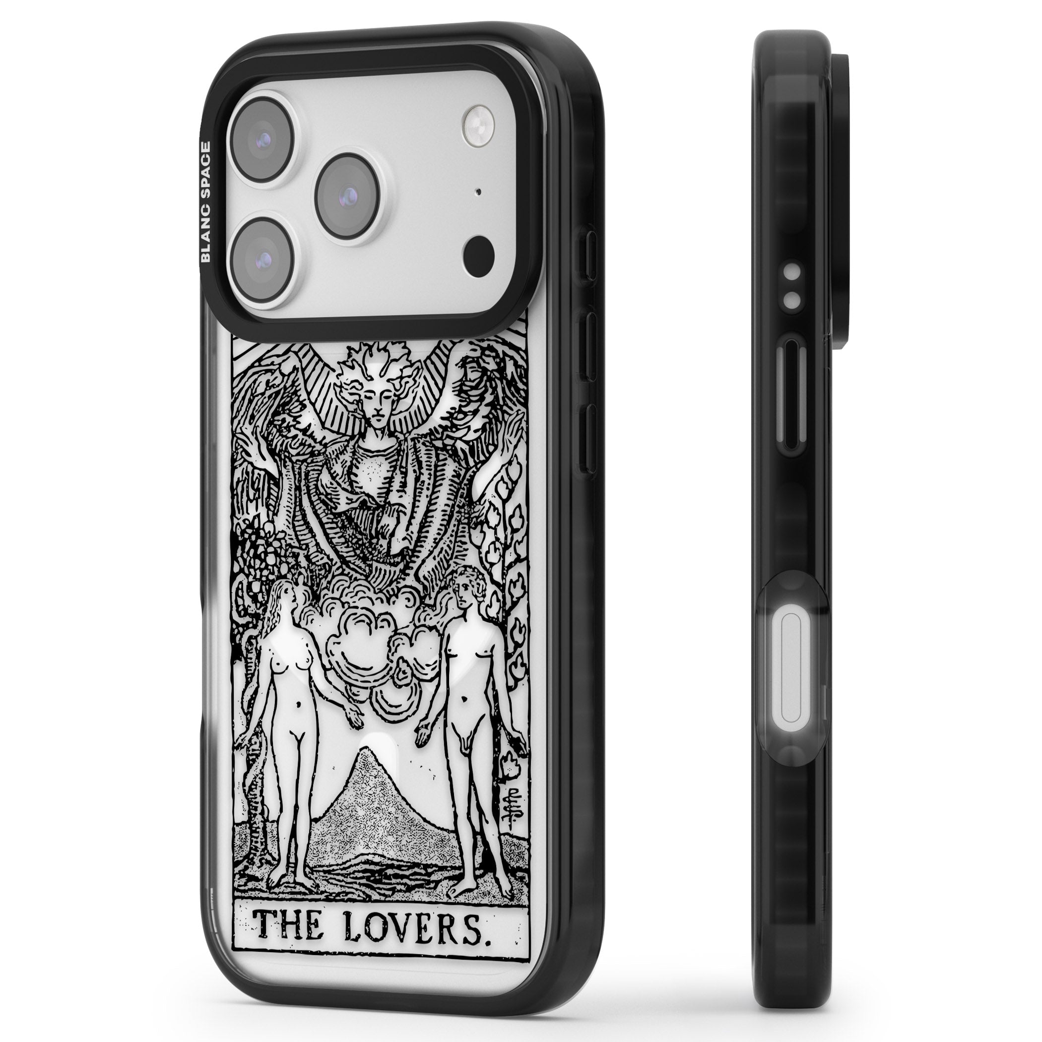Personalised The Lovers Tarot Card (Clear) iPhone 17 Pro Max Impact Pro Black Phone Case Side Profile