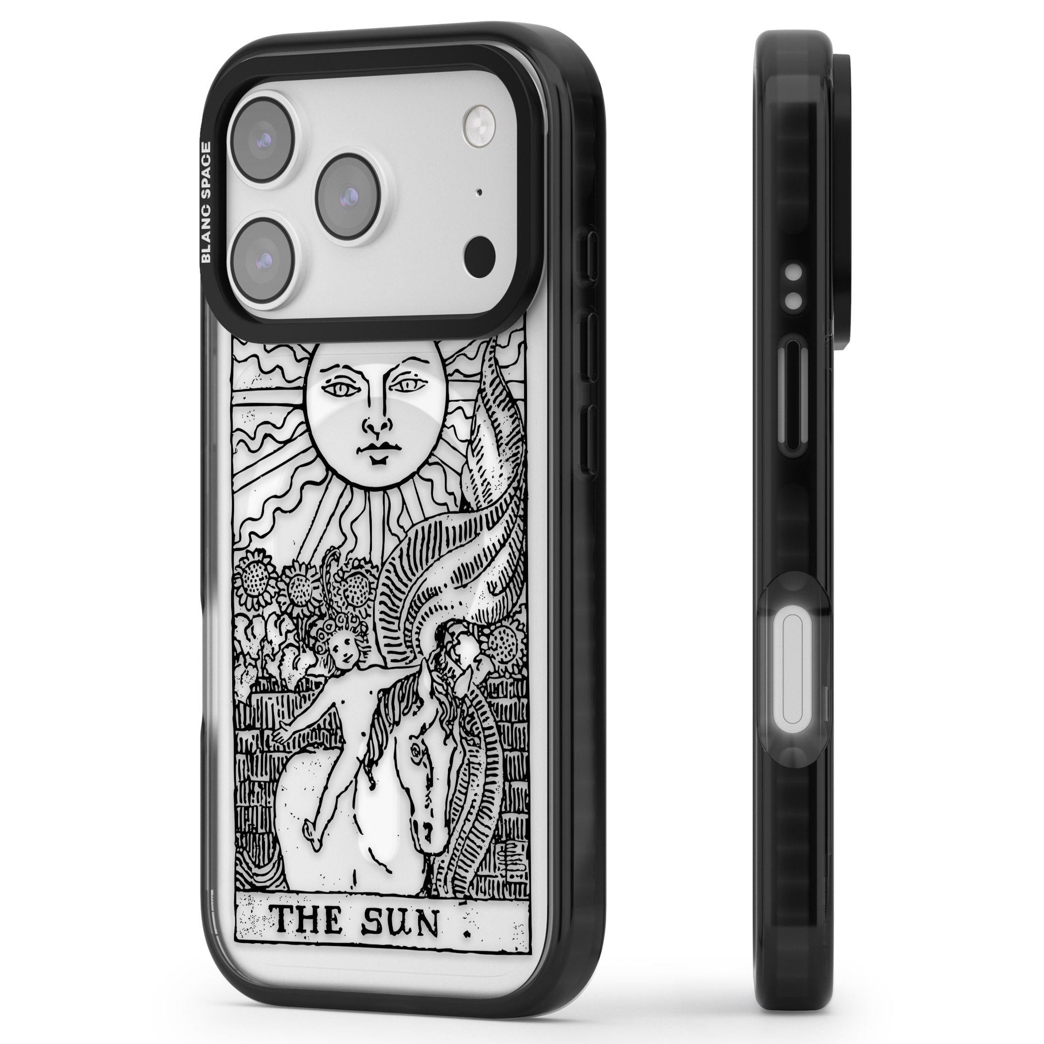 Personalised The Sun Tarot Card (Clear) iPhone 17 Pro Max Impact Pro Black Phone Case Side Profile