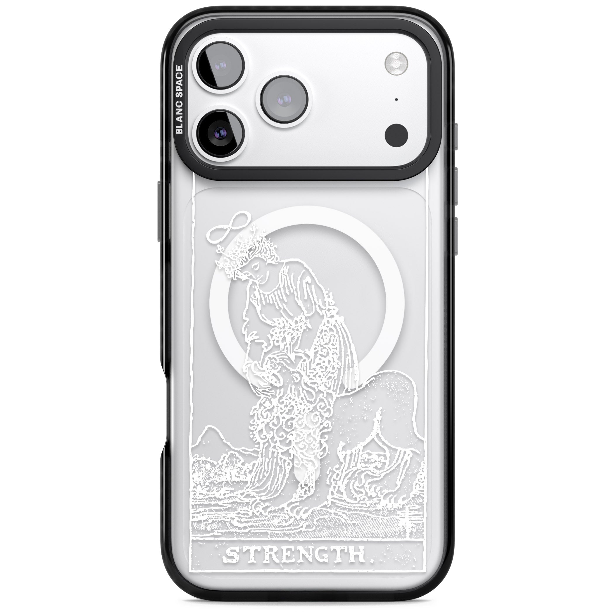 Personalised Strength Tarot Card (White) iPhone 17 Pro Max Impact Pro Black Phone Case