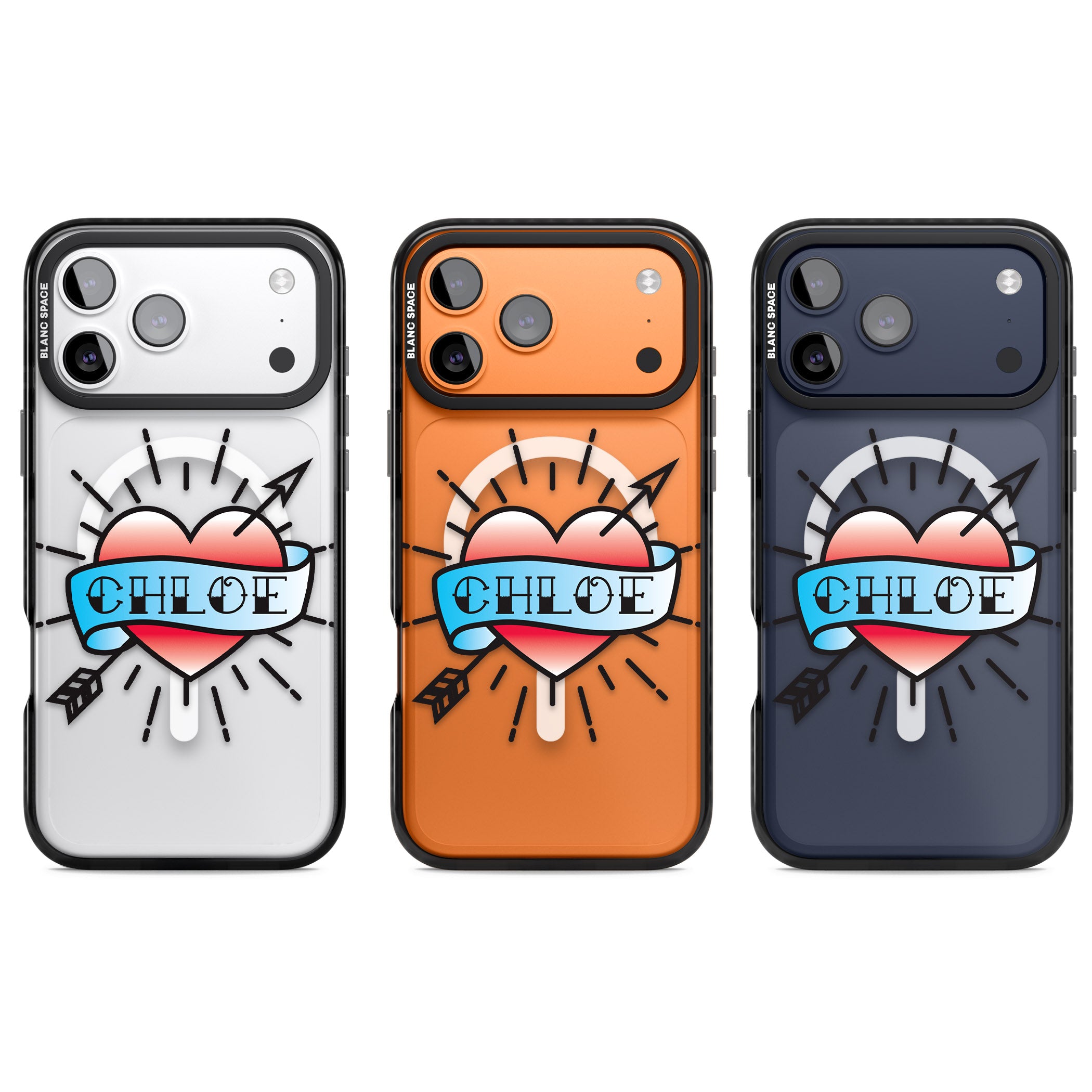 Personalised Heart Tattoo iPhone 17 Pro Impact Pro Black Phone Case APT Impact Protection