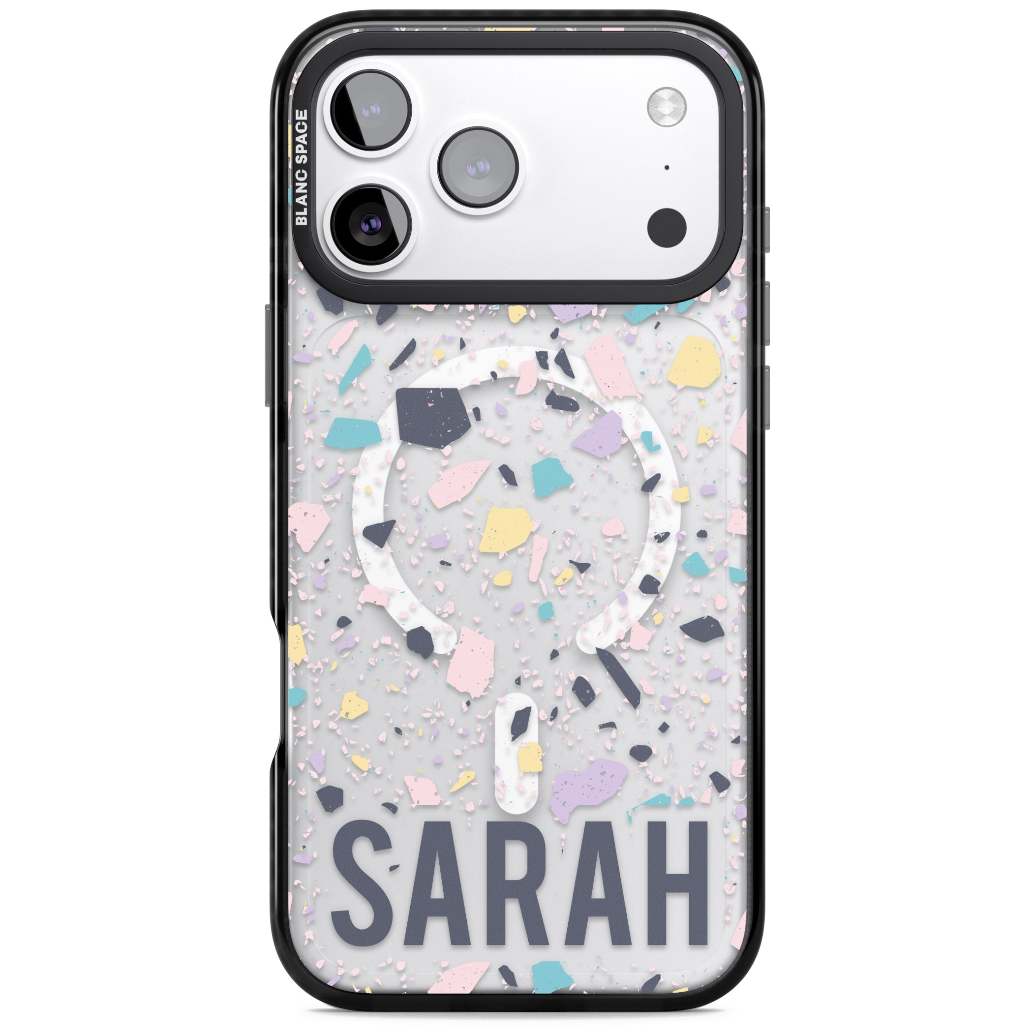 Personalised Pastel Terrazzo iPhone 17 Pro Max Impact Pro Black Phone Case