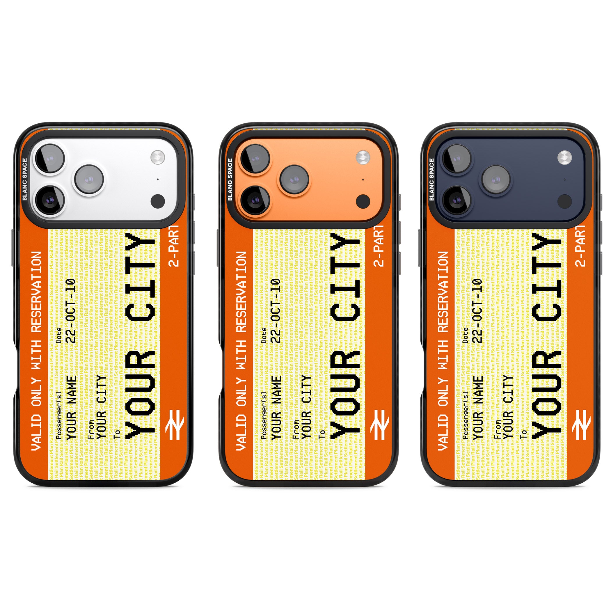 Personalised Create Your Own Train Ticket iPhone 17 Pro Impact Pro Black Phone Case APT Impact Protection