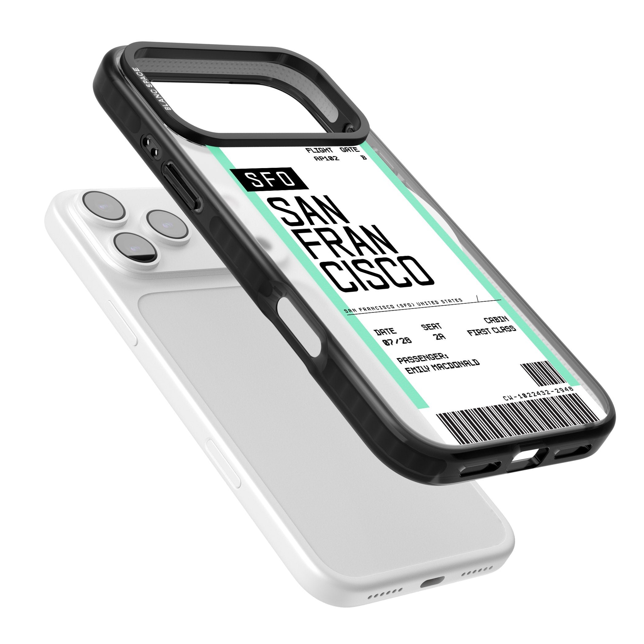 Personalised San Francisco Boarding Pass iPhone 17 Pro Max Impact Pro Black Phone Case Colours