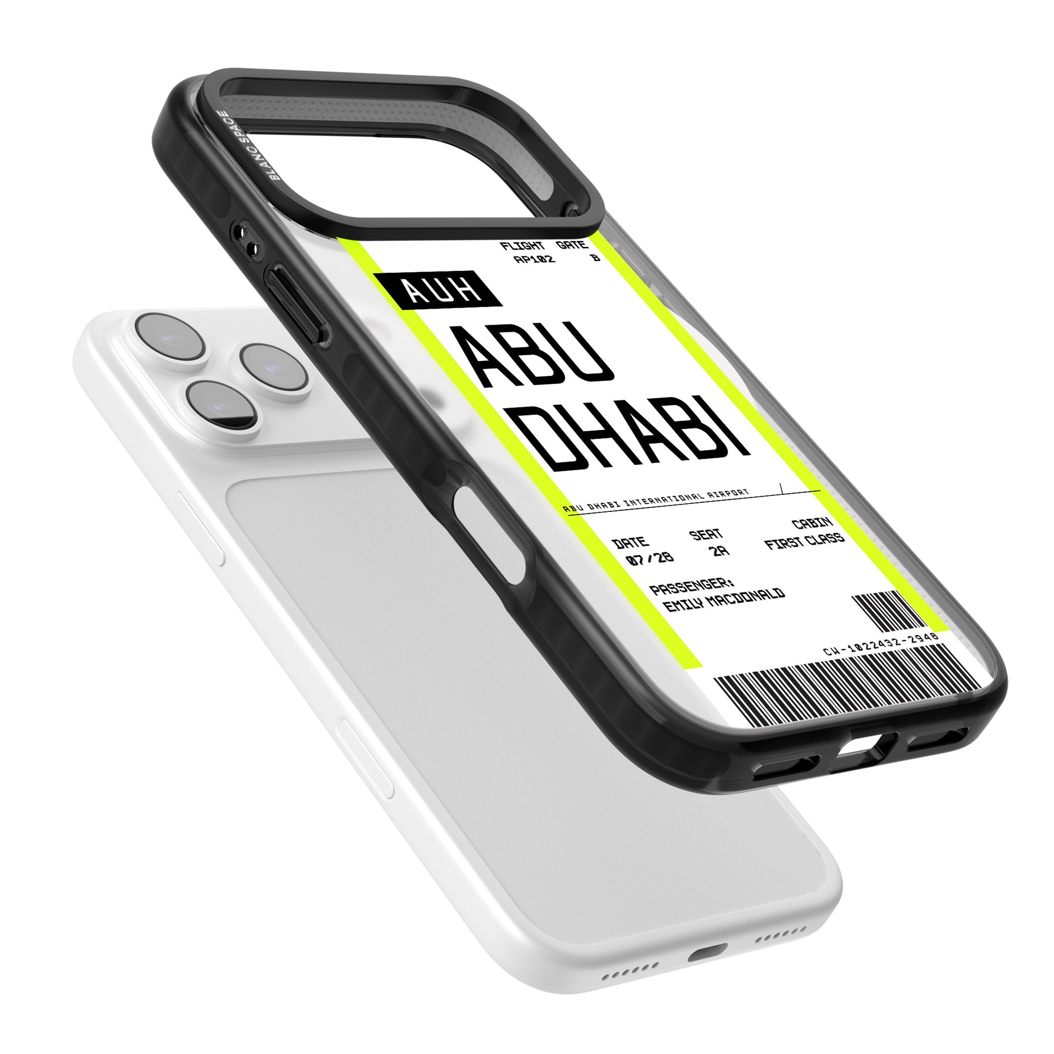 Personalised Abu Dhabi Boarding Pass iPhone 17 Pro Max Impact Pro Black Phone Case Colours