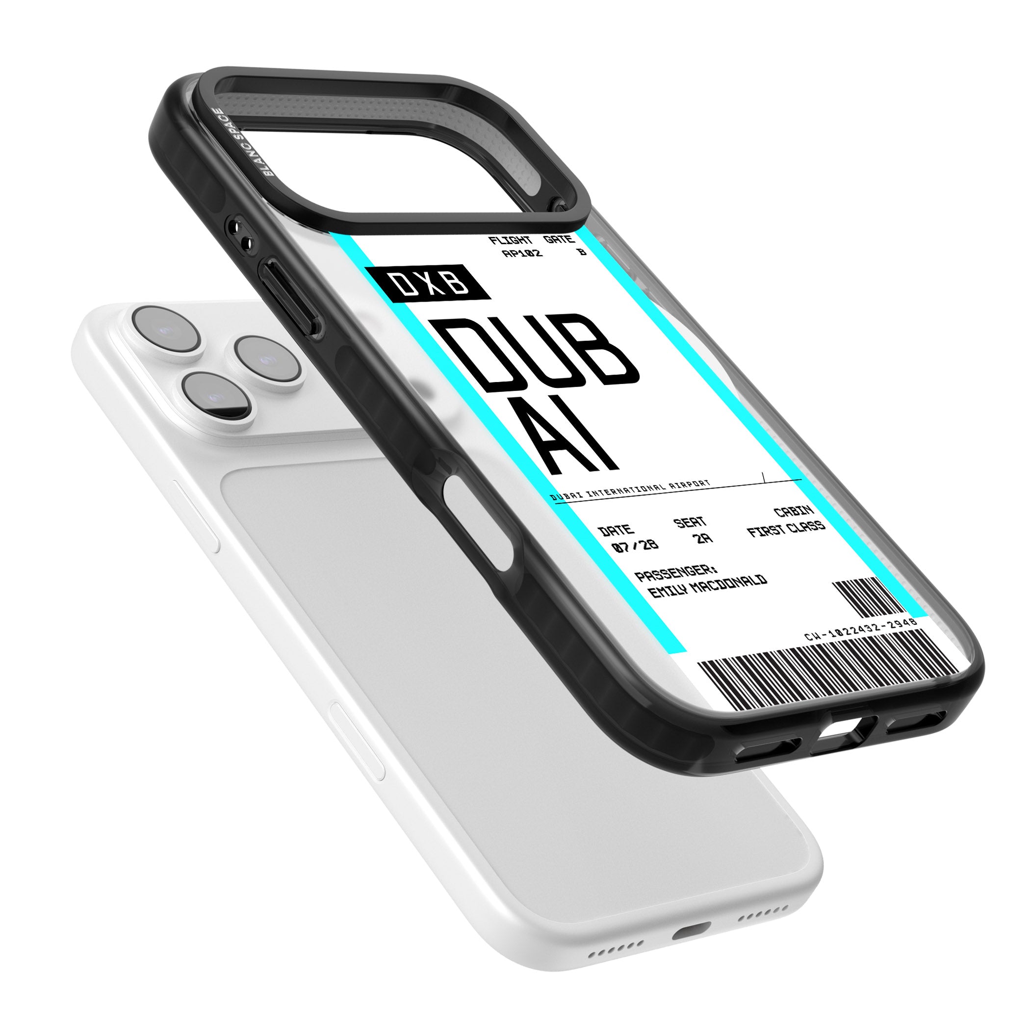 Personalised Dubai Boarding Pass iPhone 17 Pro Max Impact Pro Black Phone Case Colours