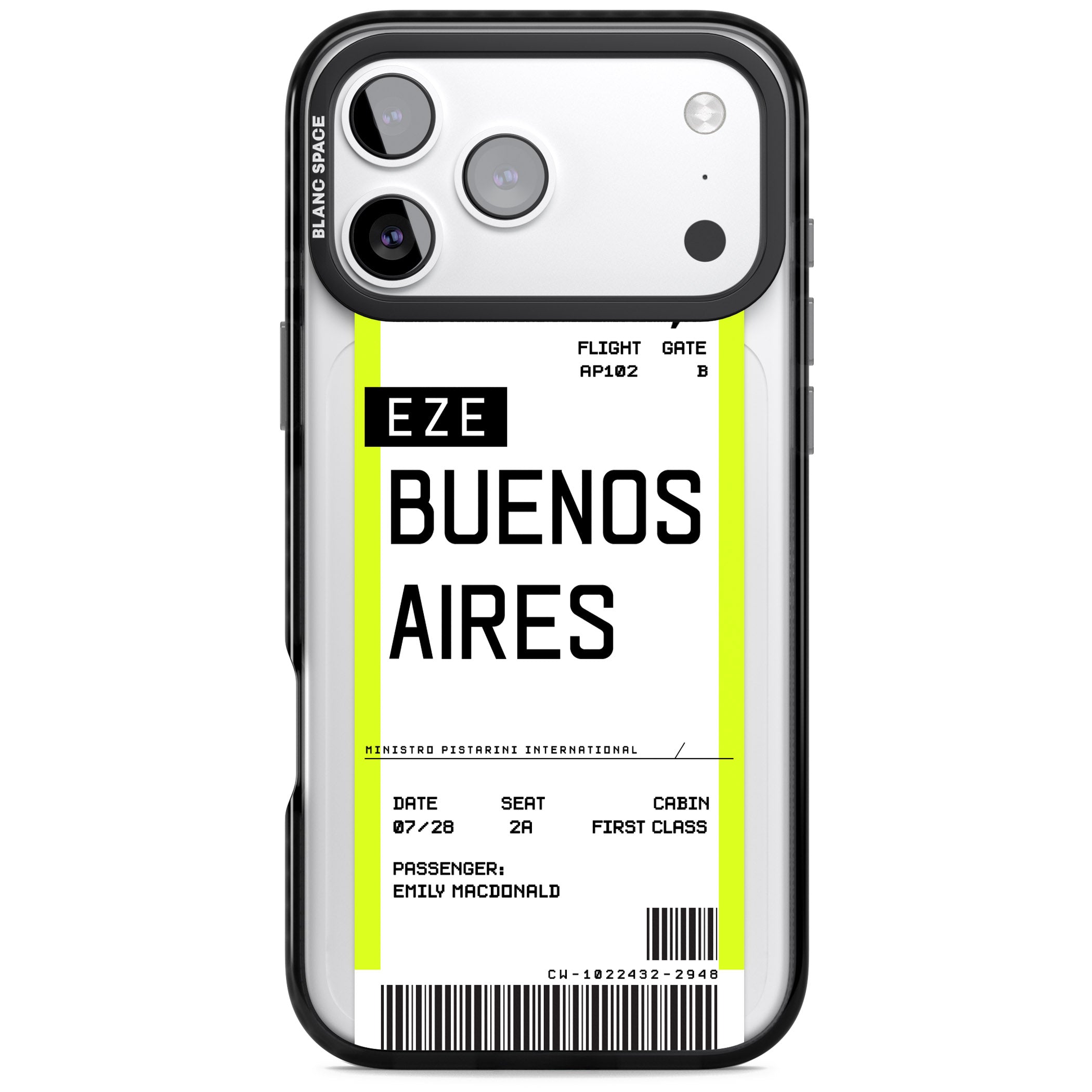 Personalised Buenos Aires Boarding Pass iPhone 17 Pro Max Impact Pro Black Phone Case